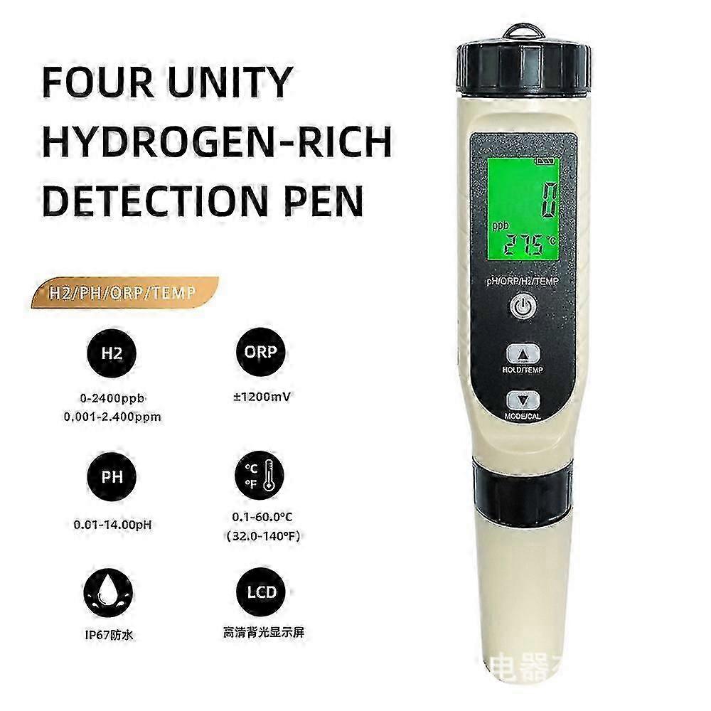 4 Em 1 Ph / Orp / H2 / Temp Test Pen Multi - Caneta de teste funcional da qualidade da água de hidrogênio