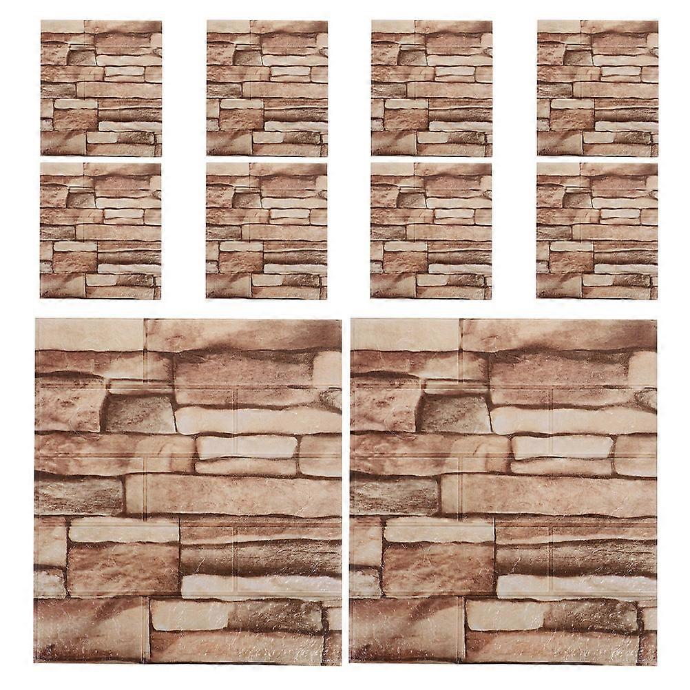 Background Tile Faux Brick Wallpaper Light Brown Home Decor Peel and Stick 10Set