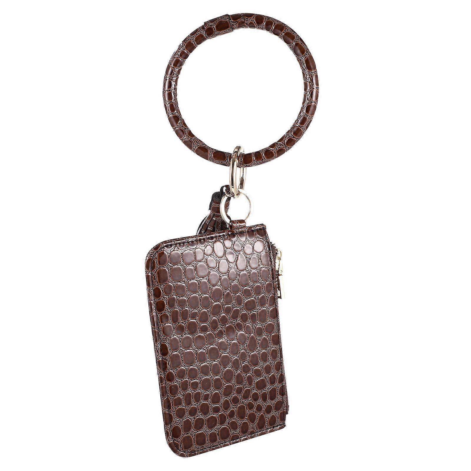 Creative Wristlet Keyring Bracelet Key Chain Wristlet Tassel Key Chain Wristlet Cards Coin Bag Coffee 14x9.5x1.5cm Hold Keys 1Pc