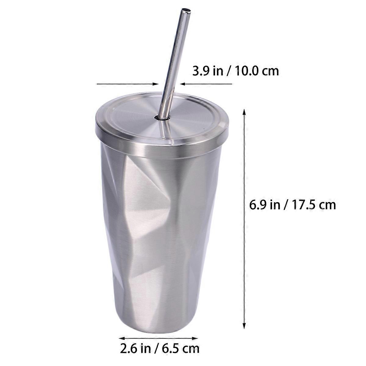 Travel Tumbler Stainless Steel Mugs Insulation 500ml Diamond Shaped Outdoor Use 1Set