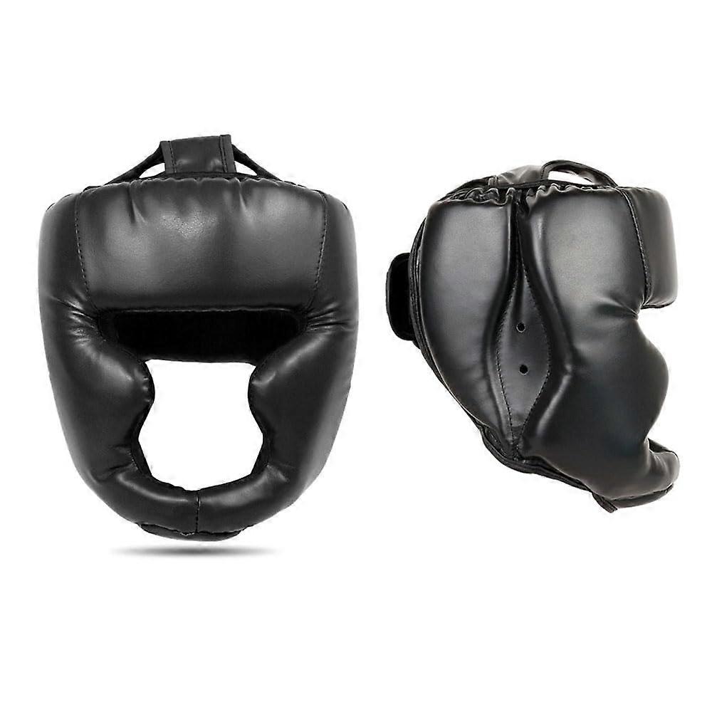 Kick Boxing Headwear MMA Training Helmet for Adults and Kids, Adjustable Full Coverage Protection for Muay Thai and Karate, Black