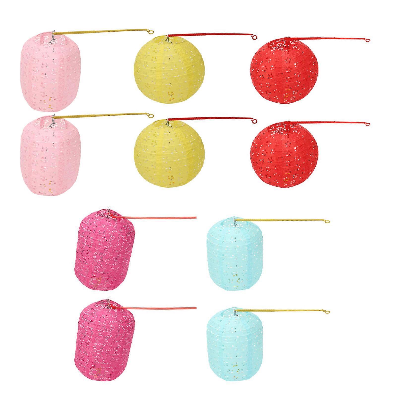 10 Sets Round Paper Lanterns 5.9in Diameter Assorted Colors Waterproof Hanging Paper Lanterns with Lights for Decoration