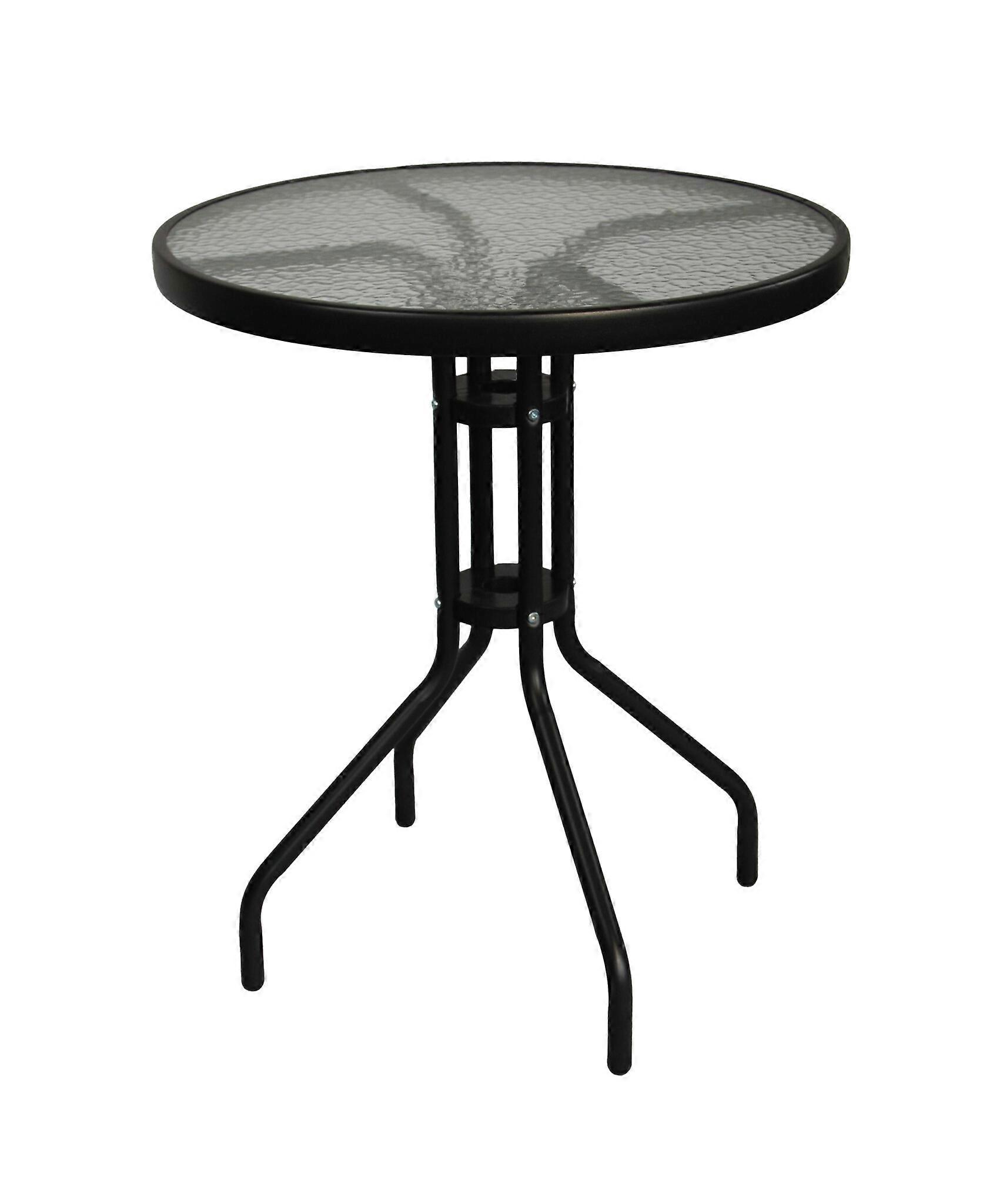 Bistro table - round 60 cm - black - garden table with tempered glass