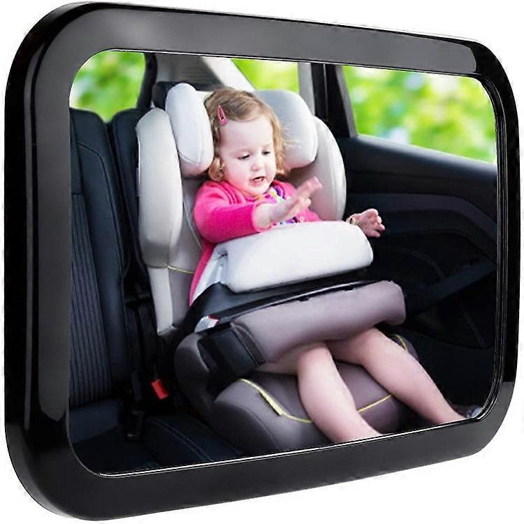 Baby Mirror for Car, Unbreakable Rear Safety Baby Mirror, Mirror Rotates 360° with Adjustable Elastic Straps