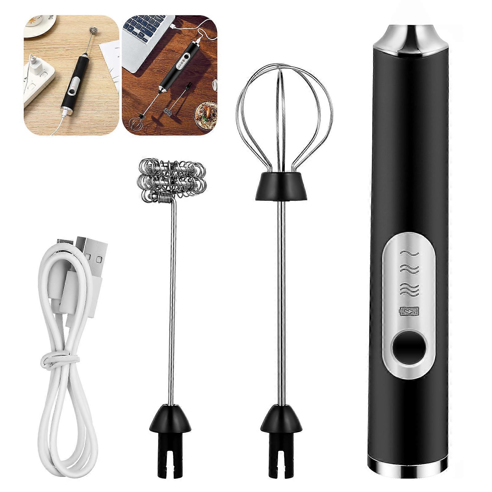 Mousseur à lait compact rechargeable avec de l’acier inoxydable de qualité alimentaire pour un usage domestique 1Set
