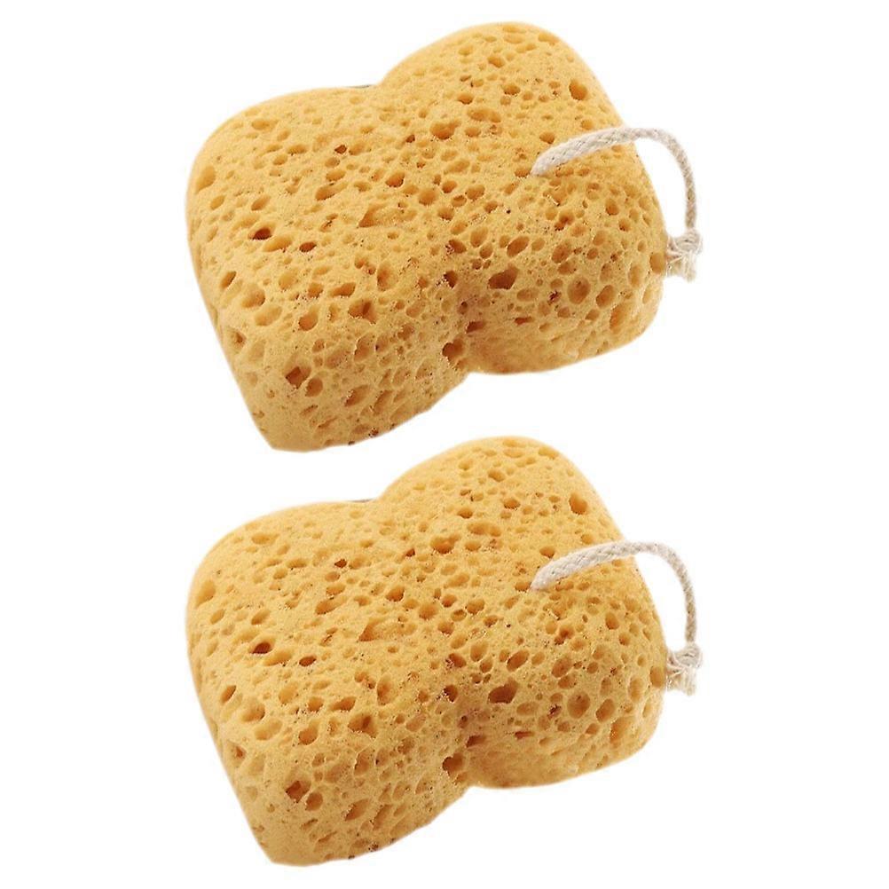 Sponge Loofah Honeycomb Sponge For Shower And Bath Exfoliating Light Brown 13.50X12.50X6.00CM Soft and Comfortable 2Pcs