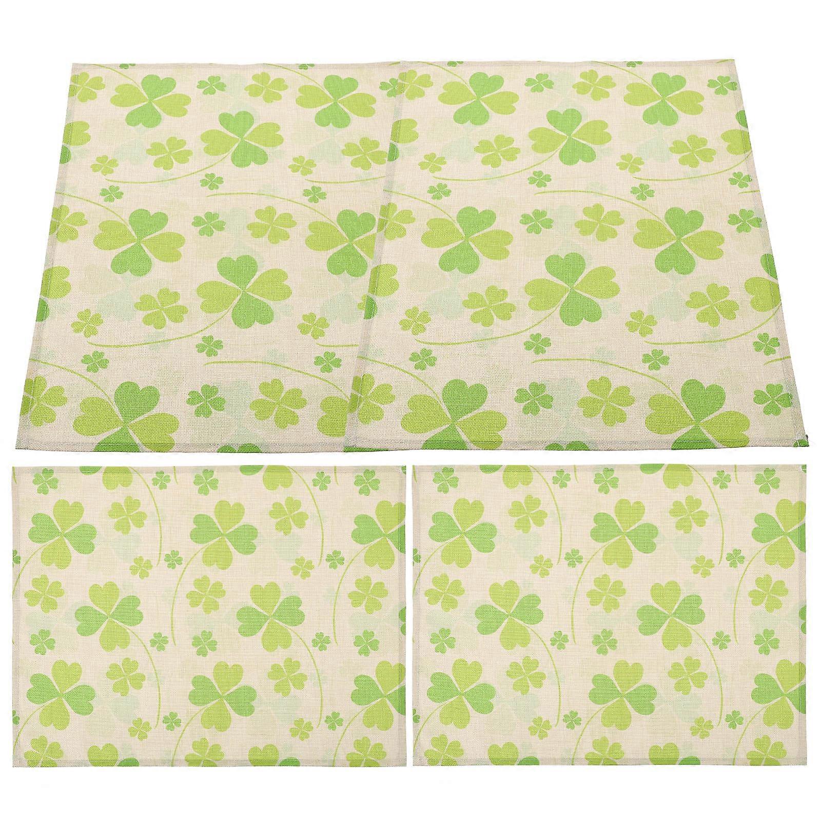 Shamrock Placemat 4Pcs Multi Cotton Linen Place Mat Set Festive Atmosphere Boost for Decor