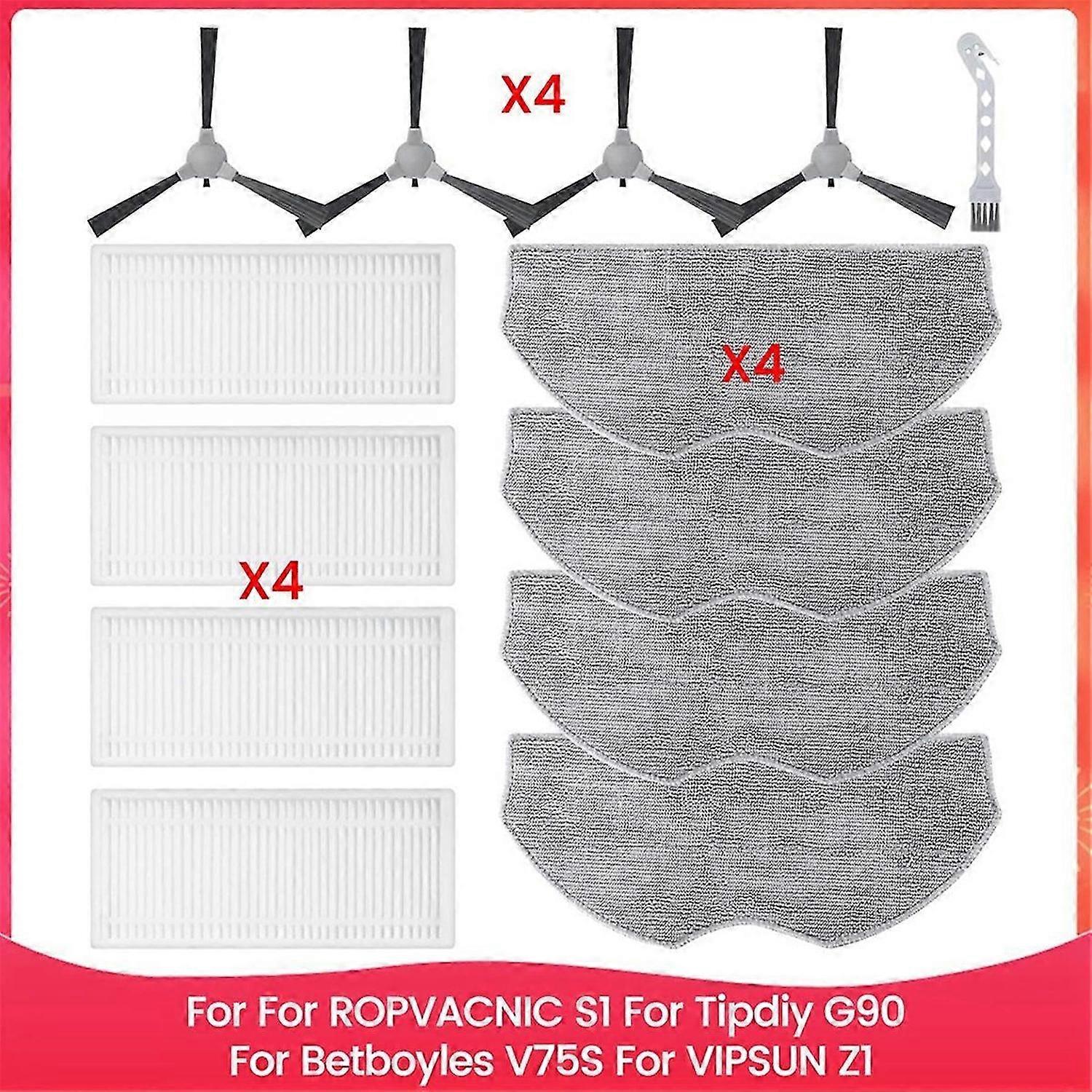 Accessory Kits for ROPVACNIC S1, for Tipdiy G90, for Betboyles V75S, for VIPSUN Z1 Robot Vacuum Clea