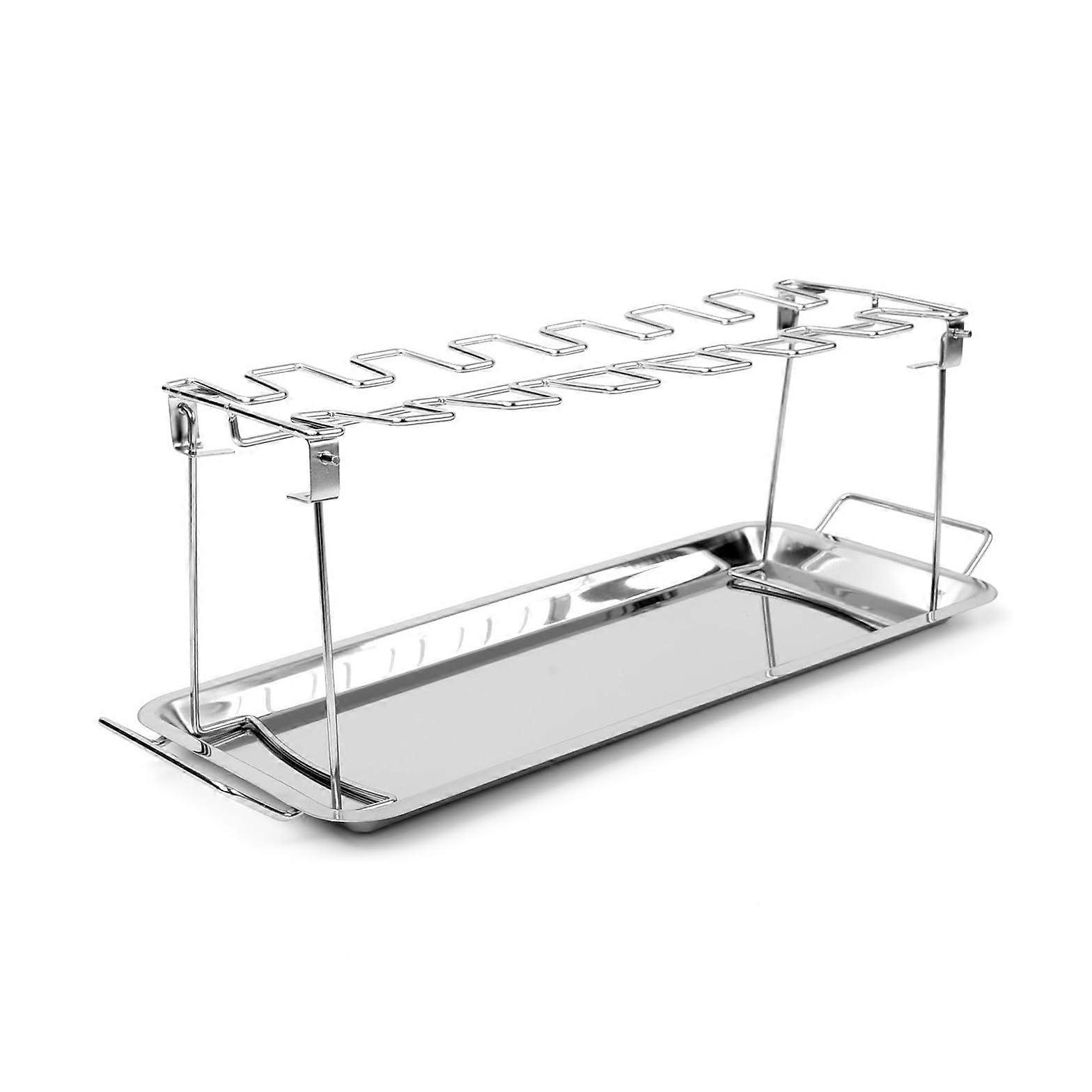 Stainless Steel Chicken Drumstick Grill Rack With Slotted Design And Loop Handles Folding For Even Cooking 2-Piece