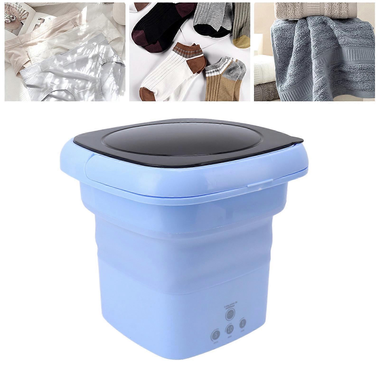 Foldable Washing Machine Mini Portable Bucket Laundry Washer with Black Lid for RV Travel Apartment