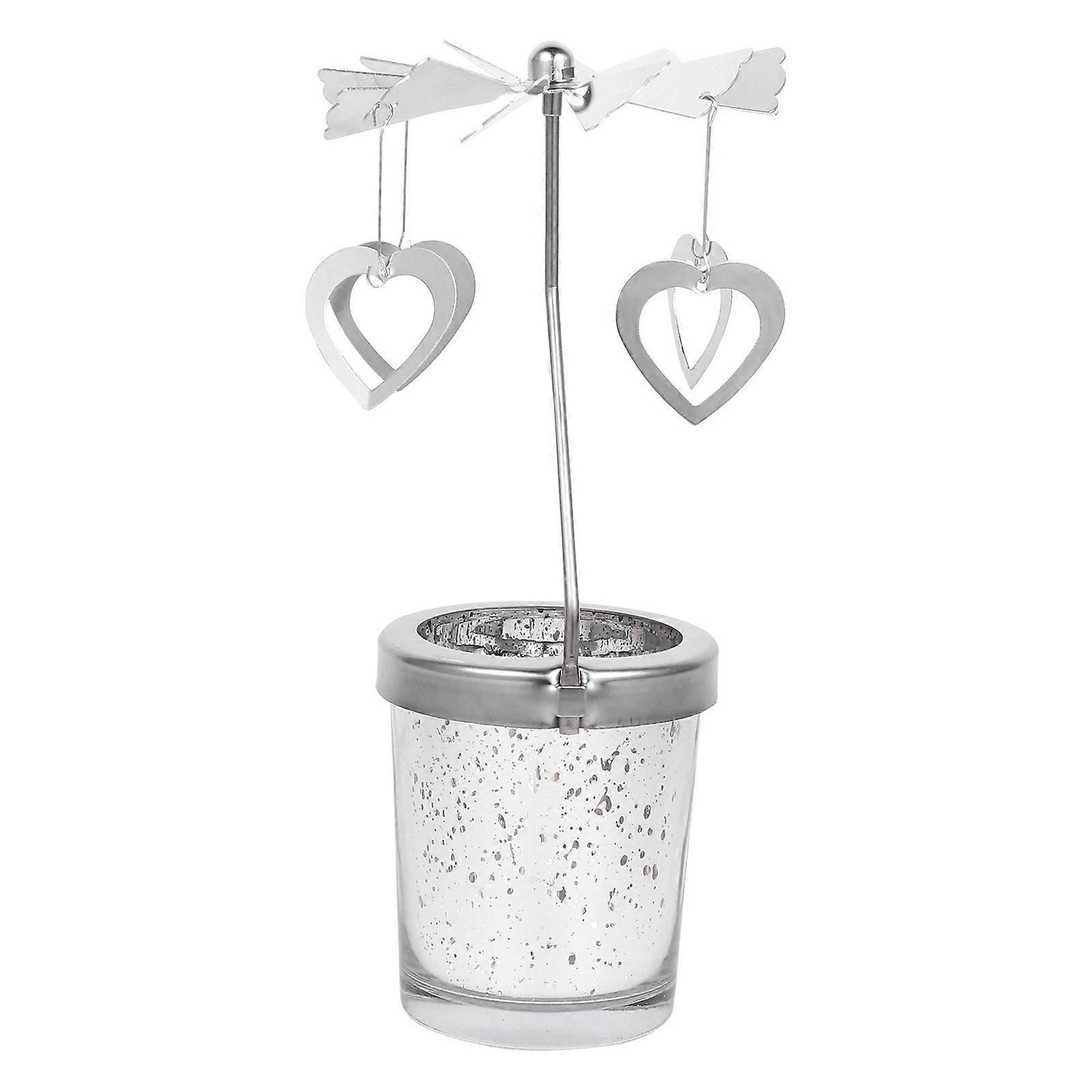 Table Decor Metal Rotating Carousel Candle Holder Assorted Color 17x8x8cm Heart Shape 1Pack