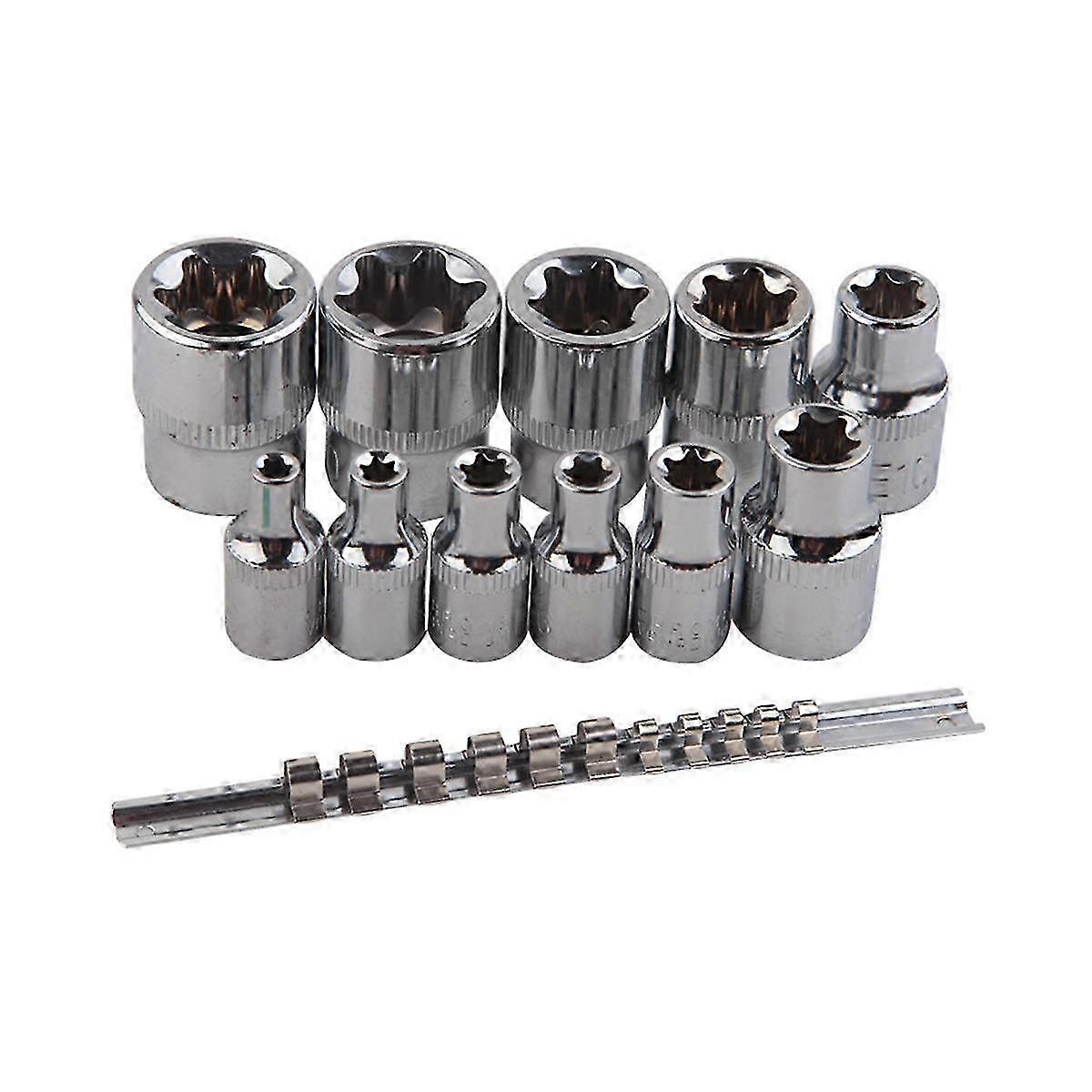 11 Pcs Female External Star Socket Set with Rail E4 - E20 Torque Socket for Certain Brands
