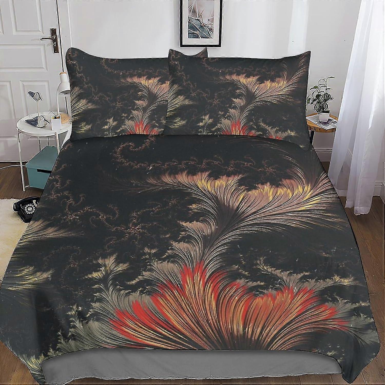 Plaid Stripes Bedding Set Duvet Cover Soft Microfiber Hidden Zipper Floral Print Quilt Cover with 3D Print Design for Kids and Adults