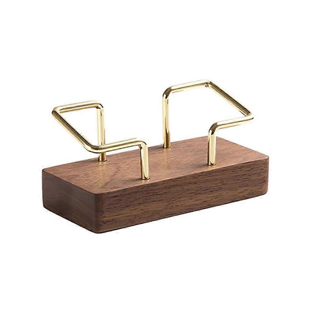 1 PC Business Card Holder Organizer for Office, Desk Display Stand, Memo Counter Accessory, Table Shelf for Home, Black Walnut Color