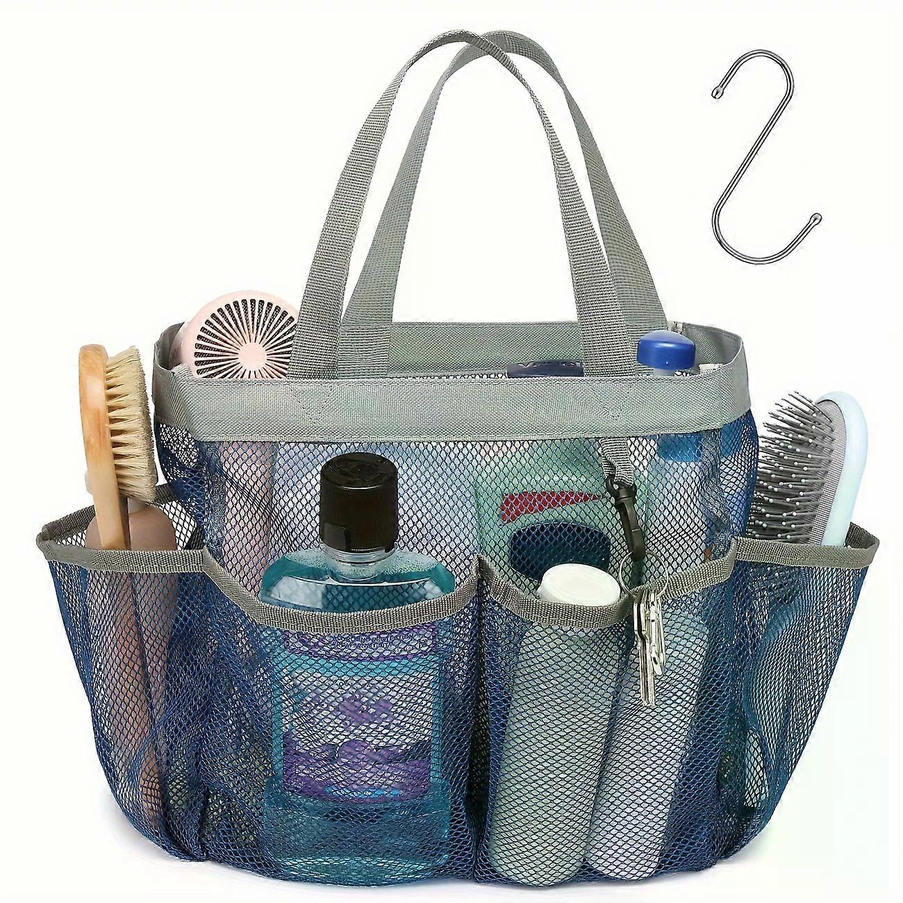 Mesh Shower Caddy, Portable, Quick-Drying, 7 Pockets Swimming Wash Bag, Portable Travel Toiletry Bag