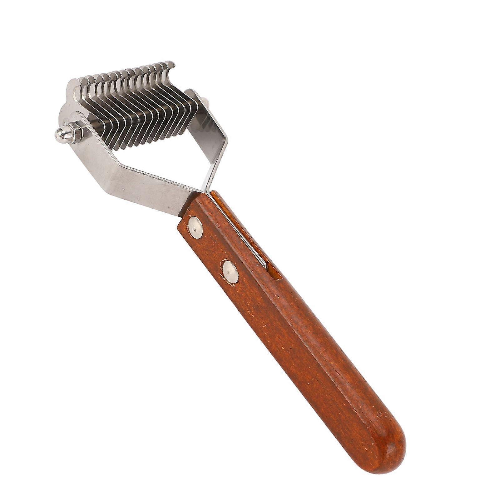 Stainless Steel De-Shedding Brush for Dogs and Cats, Double-Sided Grooming Tool with Wooden Handle, Small Size Pet Care Comb