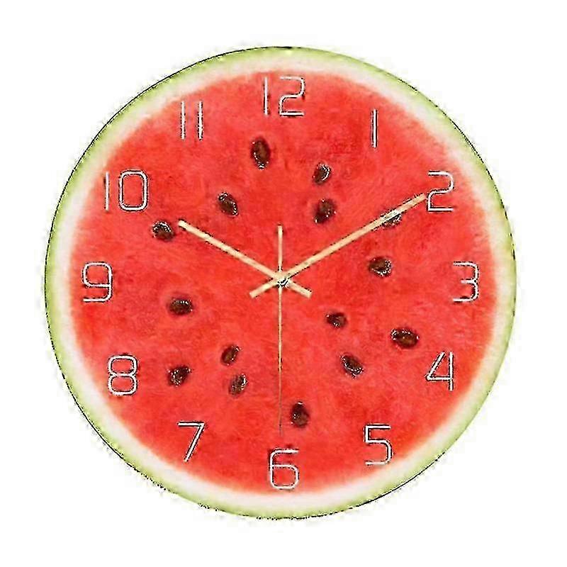 Non-Ticking Silent Wall Clock with Acrylic Watermelon Design for Bedroom/Home Decoration (Without Battery)