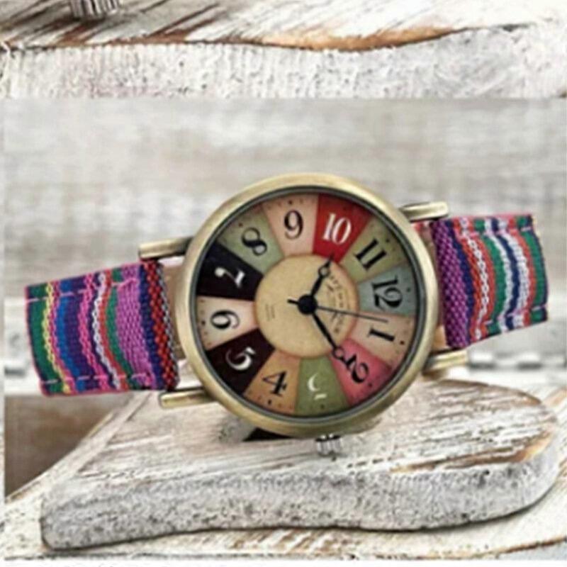 Women's Multi-Color Bohemian Rainbow Pattern Watch, Casual Style