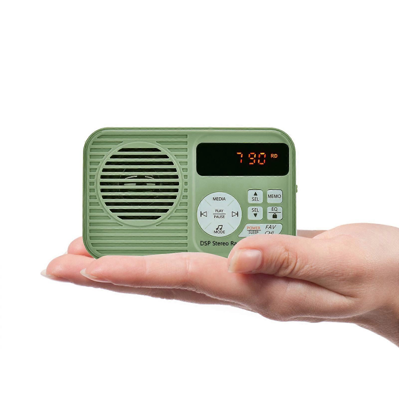 HanRongDa HRD-231 Portable Wireless Bluetooth FM Radio Music Player with TF Card, LED Light, 3.5mm Headphone Jack, Type-C Rechargeable USB Output
