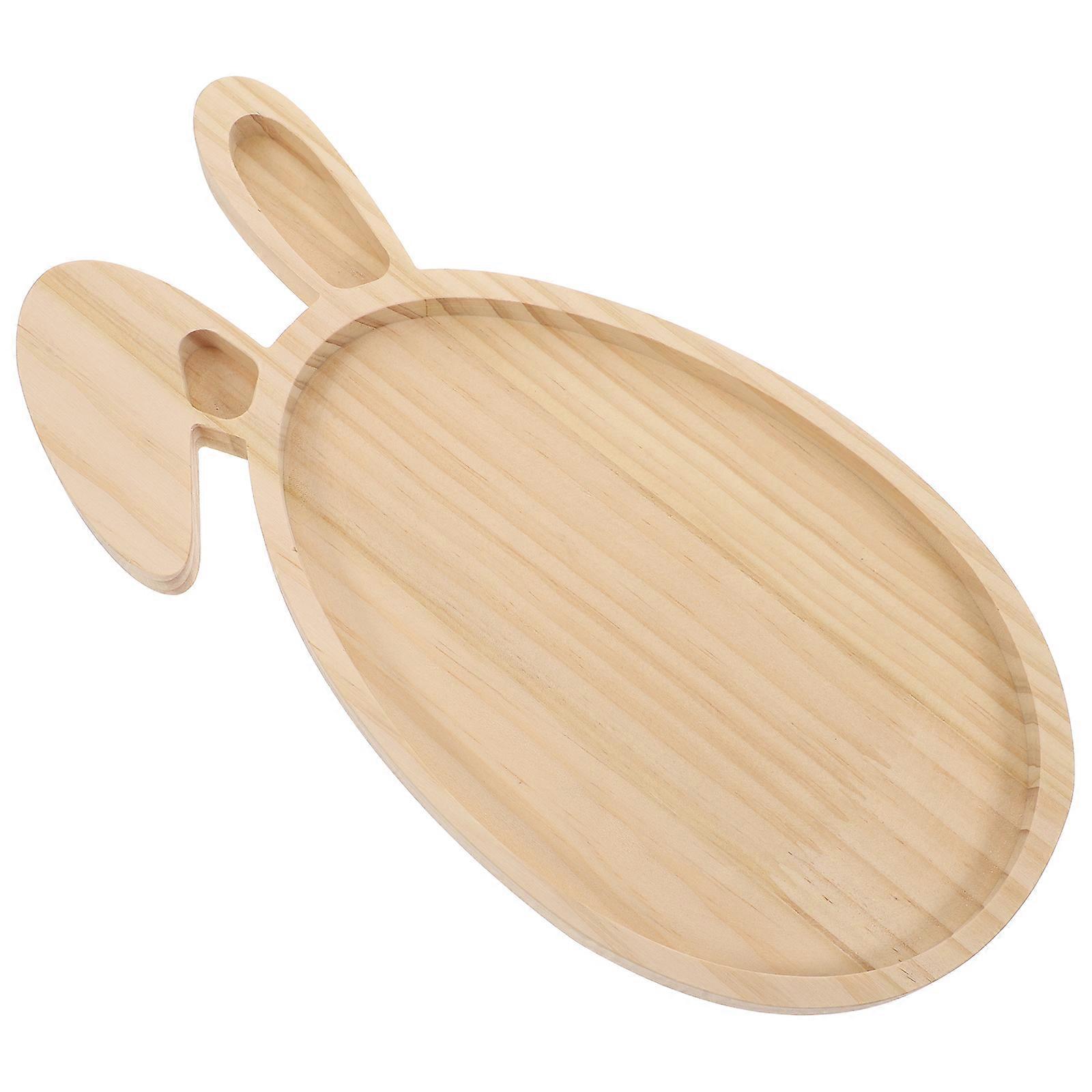Bunny Tray Decor Wooden Tray Rabbit Shaped for Snacks and Desserts Modern Design 1Pack