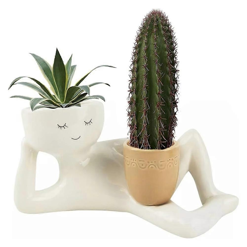 Lazy Guy Planter ResinLazy Little Character Flowerpot Succulent Planter Lying Down Resin Unique Lying Down Figure Garden