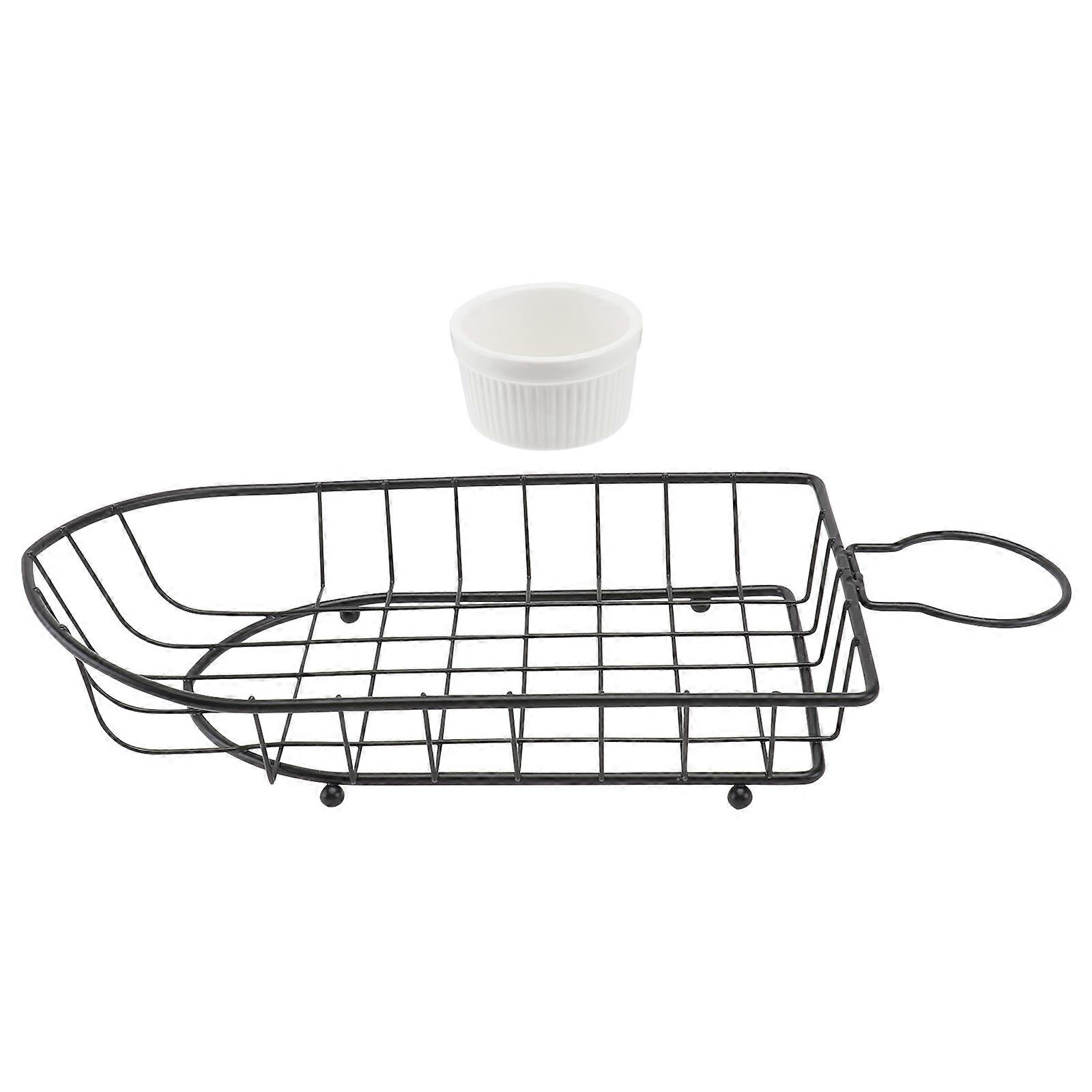 1 Set Boat Shape Mesh Stand for French Fries Snack Holder and Fried Food Serving Rack