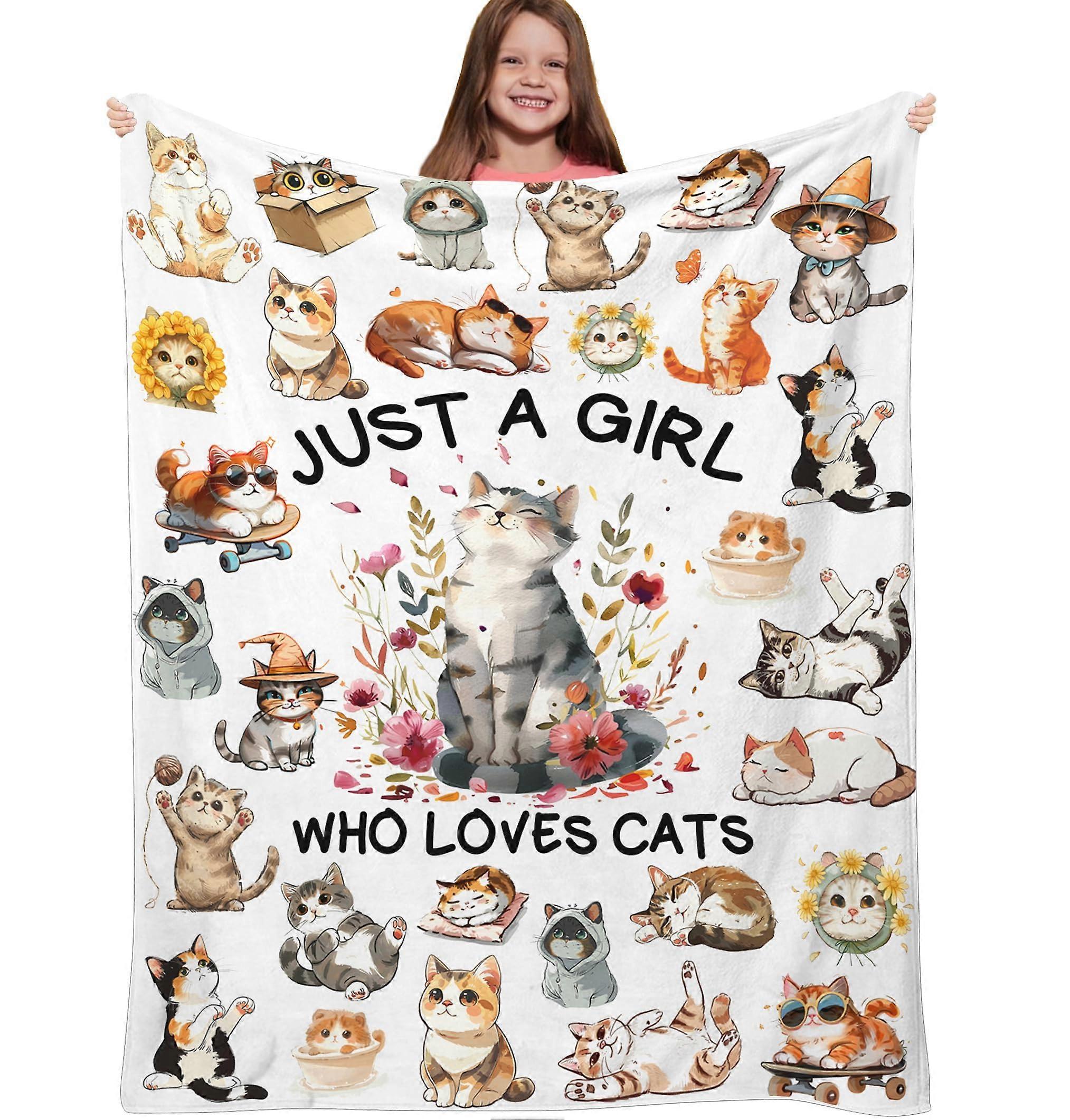 Cat Blanket for Cat Lovers, Fleece Throw, Cat Print 40'x50'