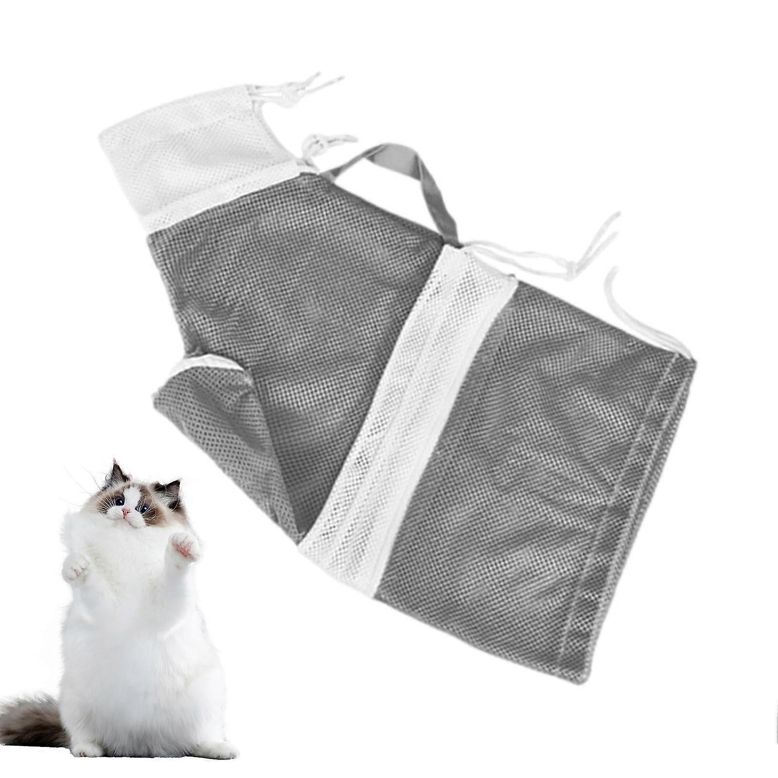Multifunctional Cat Shower Bag with Restraint Function – Cat Bath Bag, Adjustable Design Cat Care Bag for Bathing and Nail Trimming, Gray