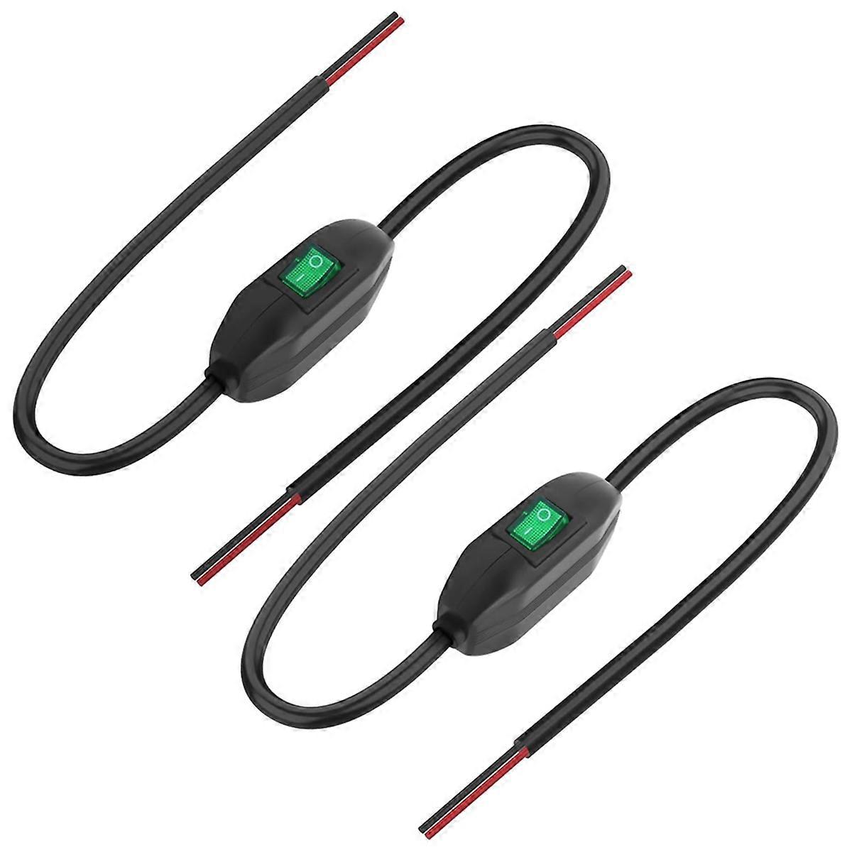 Inline Cord Switch 12V 24V/3A Toggle on/Off Rocker Button Switch 2PCS
