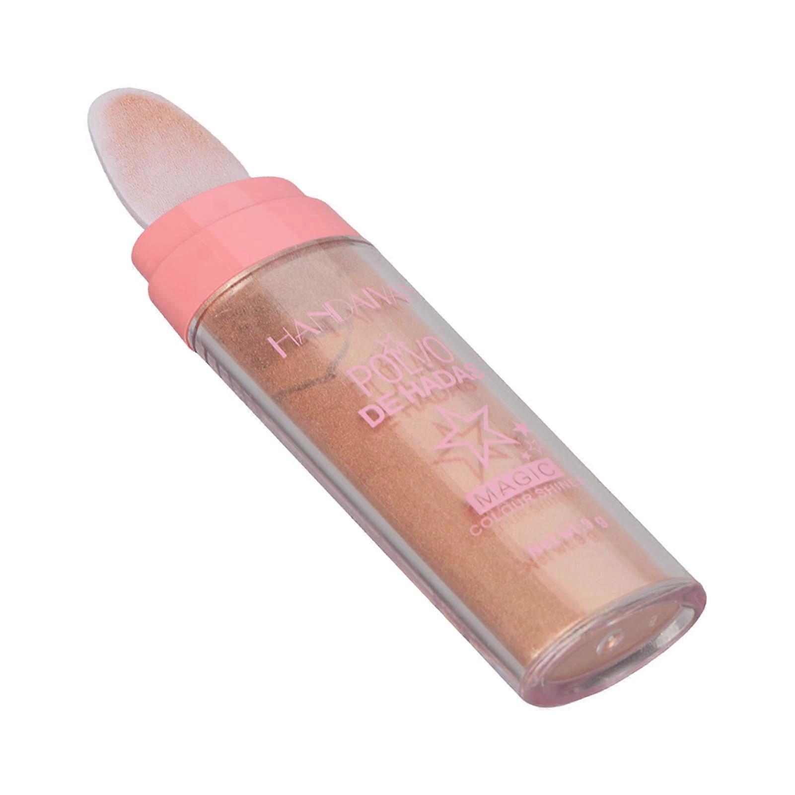 Highlight Powder Stick Puff 9g Shimmering Glittering Highlight Patting Powder for Makeup Golden Brown