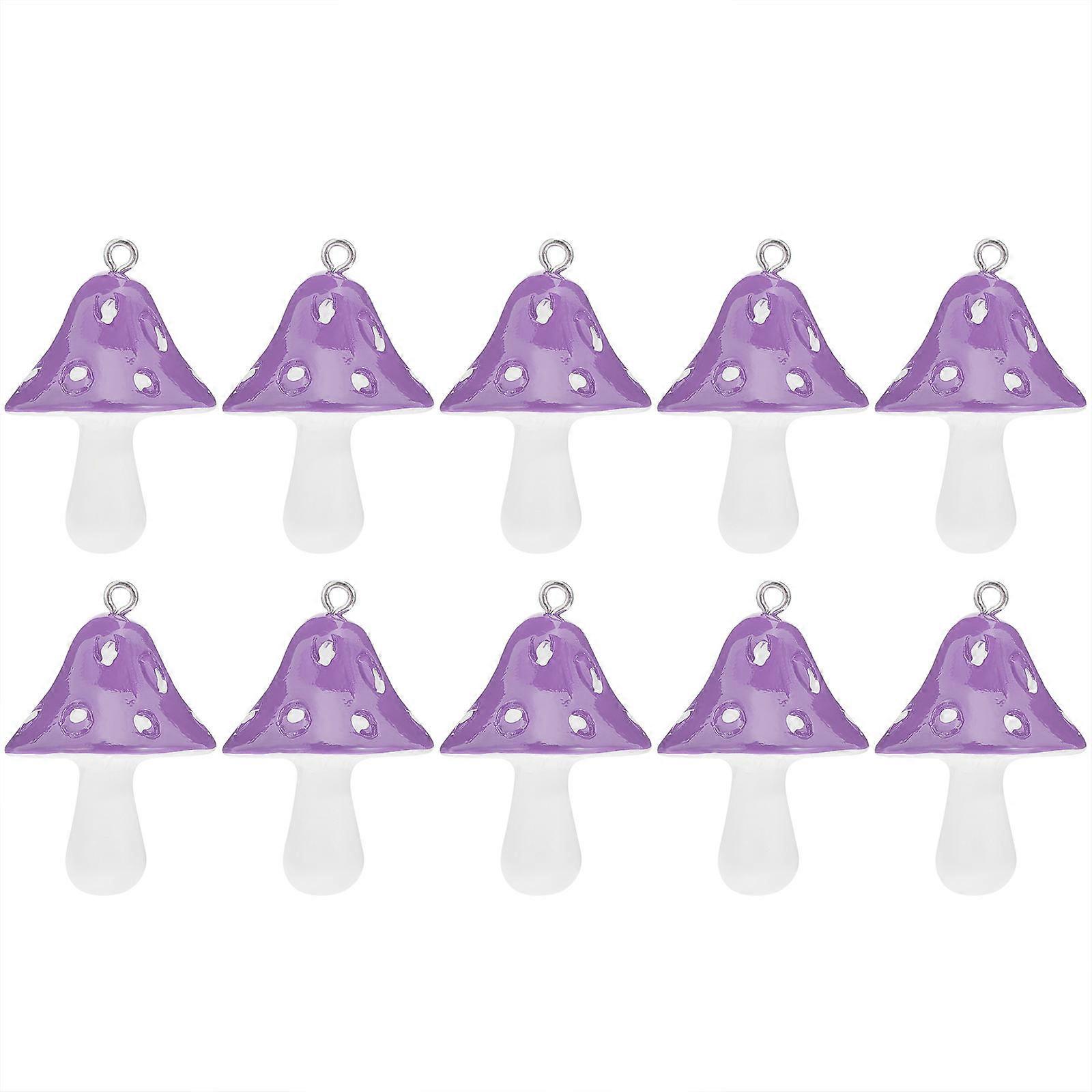 Purple Resin Mushroom Pendant for Jewelry Making and Crafts 10pcs Ideal DIY Gift