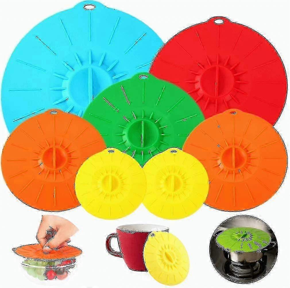Reusable Silicone Suction Lids for Multiple Cookware - 5 Sizes, Heat Resistant  Microwave Safe