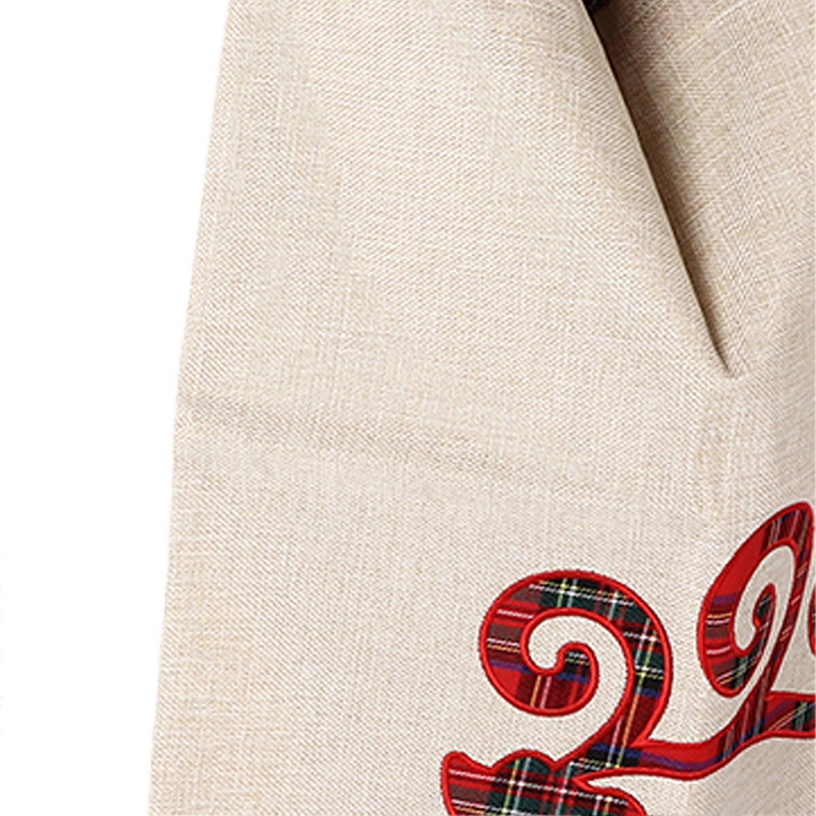 2pcs Christmas Burlap Gift Bags with Drawstring Elk Santa Pattern Reusable Christmas Goodie Bag for Snacks Candy