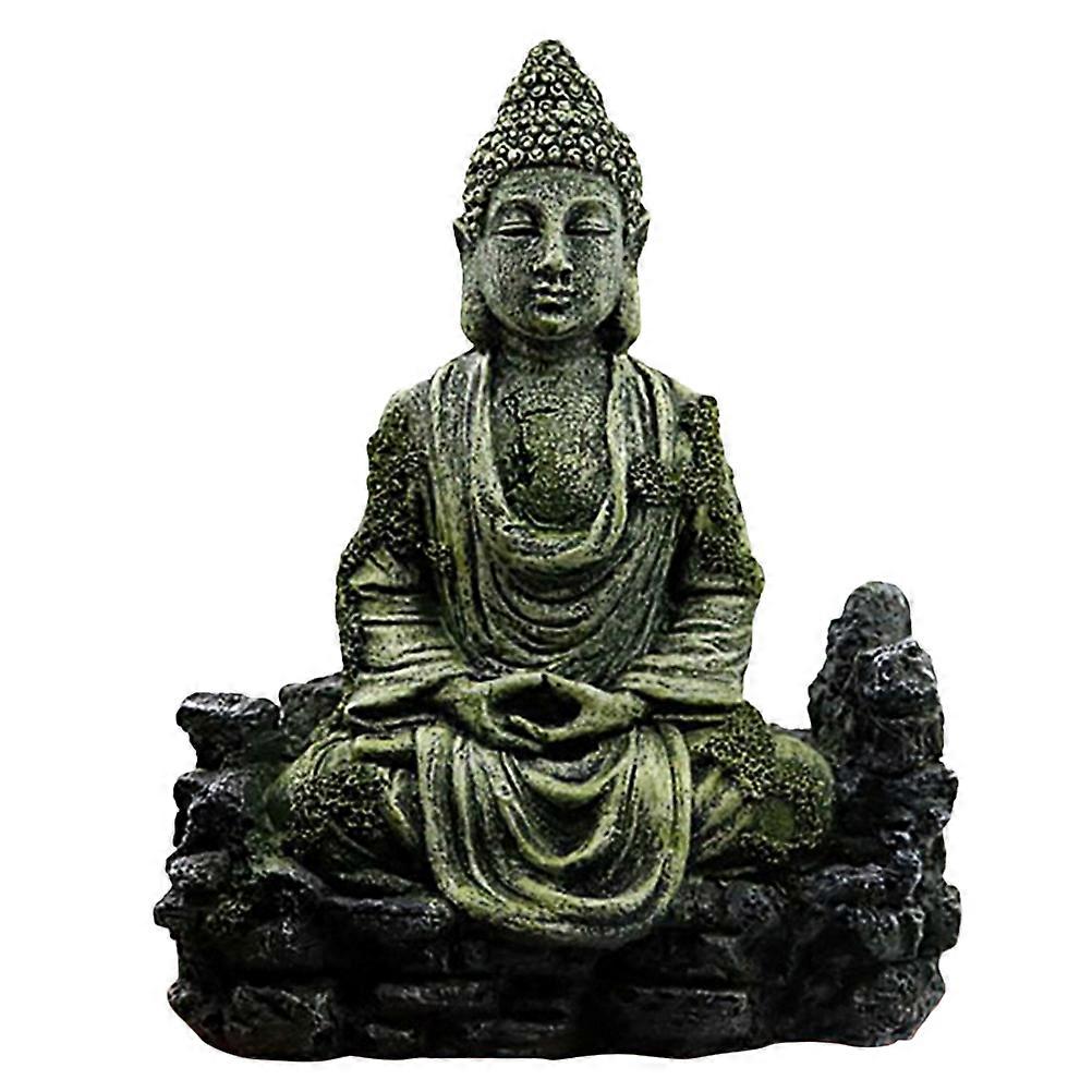 Fish Tank Decoration Buddha Statue Aquarium Ornament Coffee 14x7x17.5cm Resin Ancient Style 1Pack