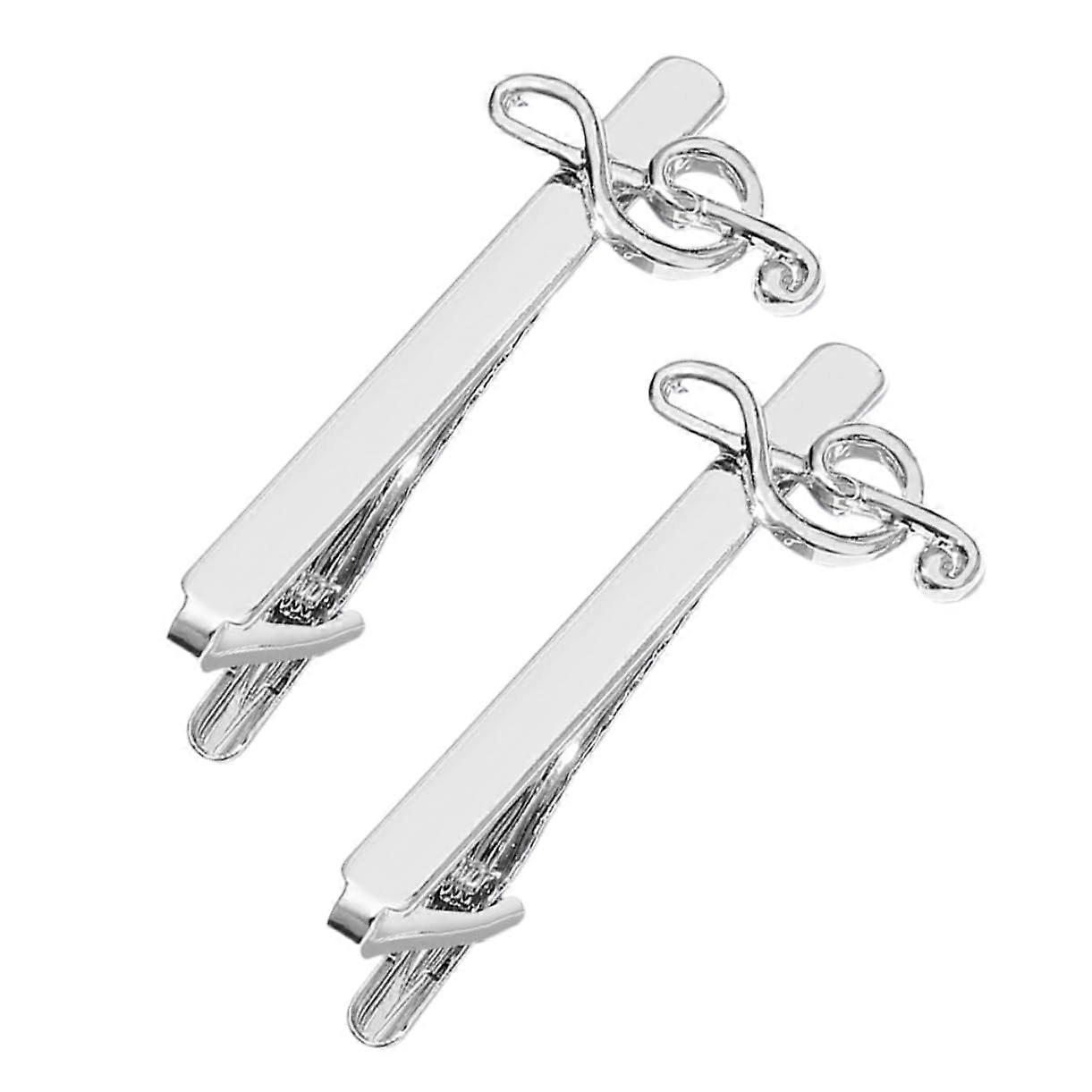 Tie Clips Pack of 2 for Men, Alloy Business Suit Tie Clips, Elegant Shirt Collar Clips for Formal Attire