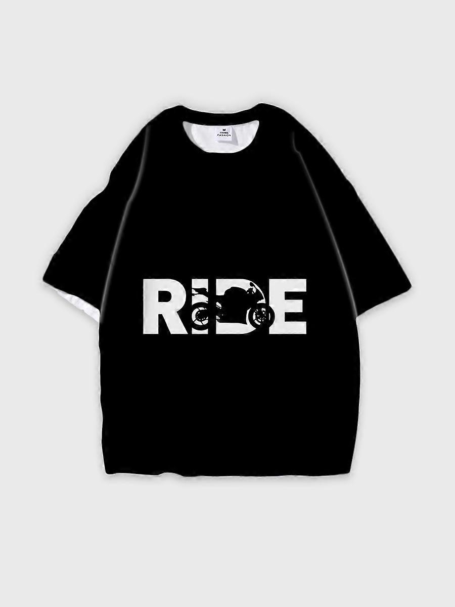 T-shirt round neck Pattern loose short sleeve E516