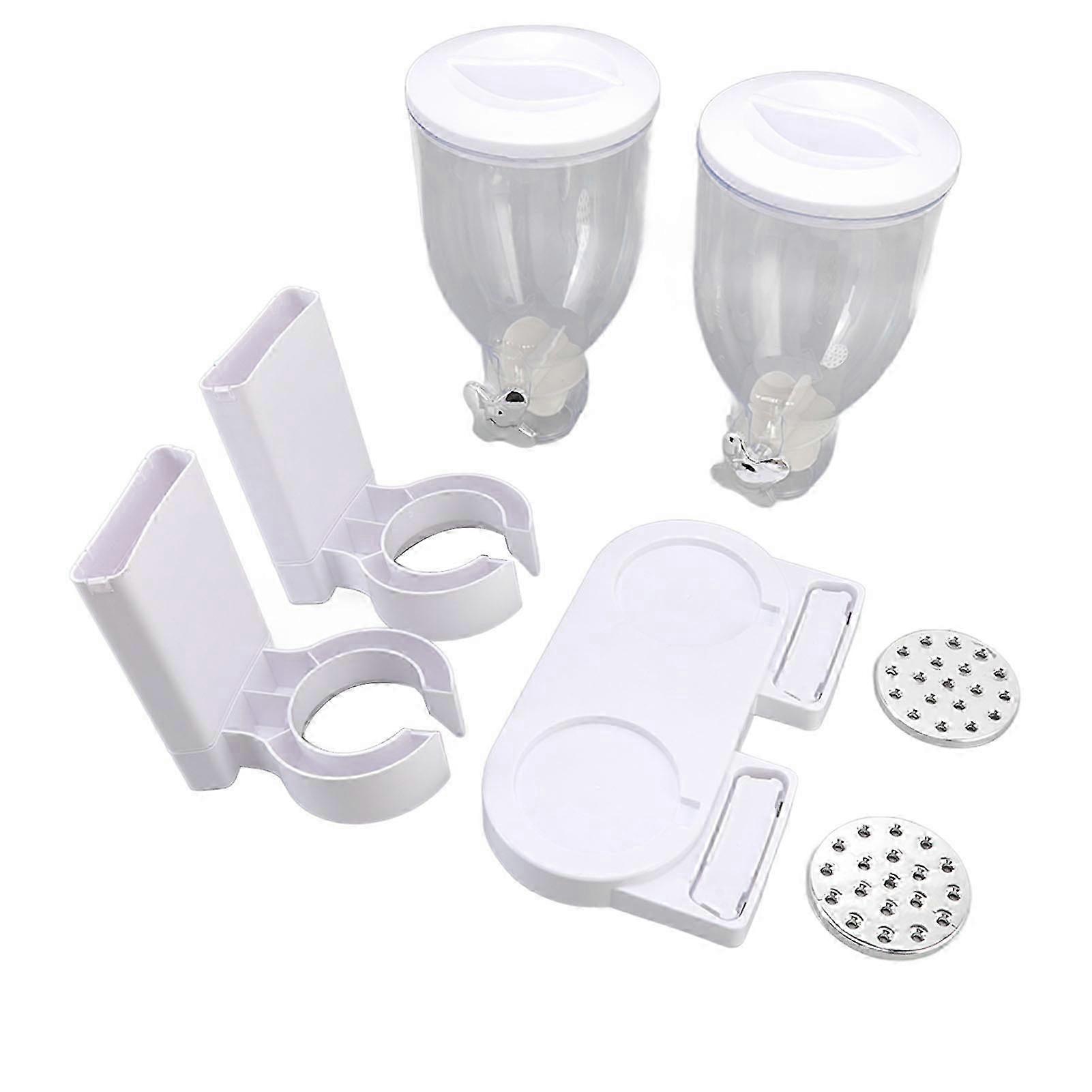 Cereal Dispenser Abs Dual Containers Airtight Twist Operation Dry Food Dispenser For Kitchen White