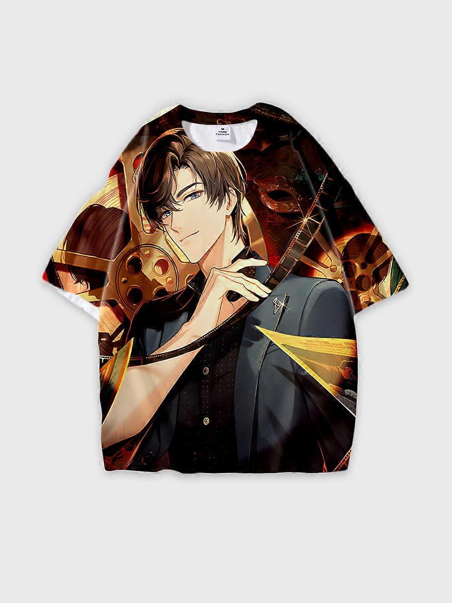 T-Shirt Rundhalsausschnitt Role Pattern locker kurzarm E1924