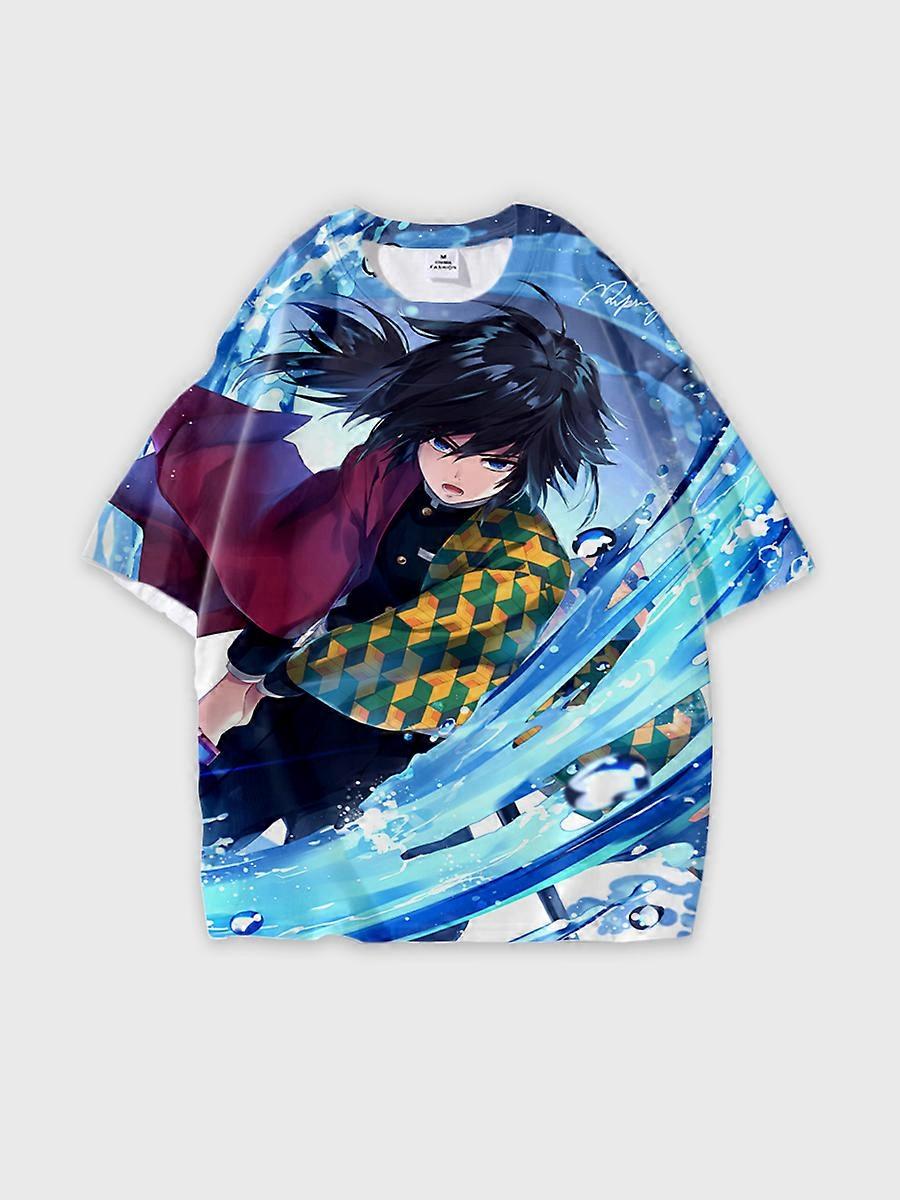 T-shirt round neck Character Pattern loose short sleeve P3338