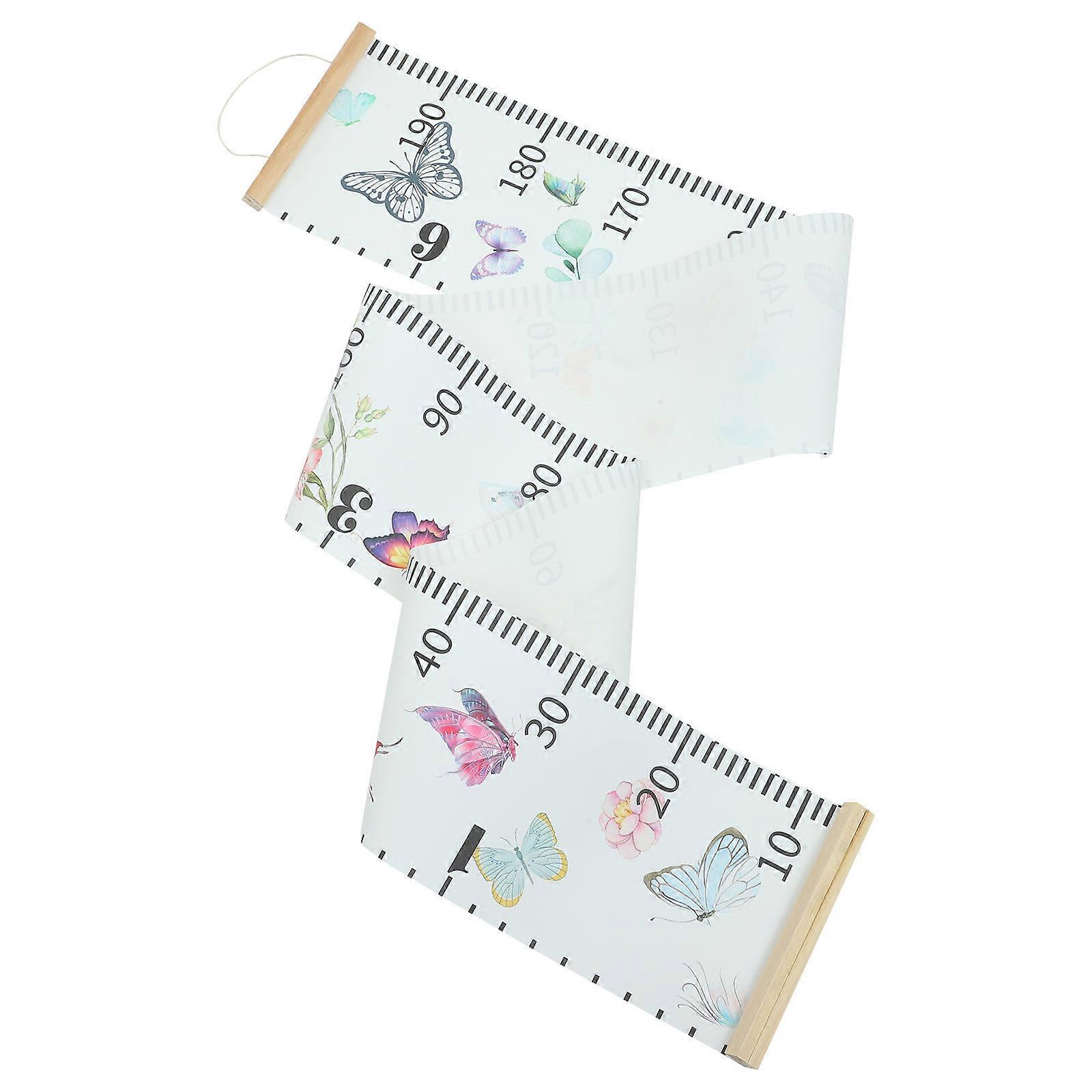 Butterfly Print Wall Hanging Growth Chart Ruler, Removable Design, Natural Color for Boys' Height Measurement and Charming Room Decoration
