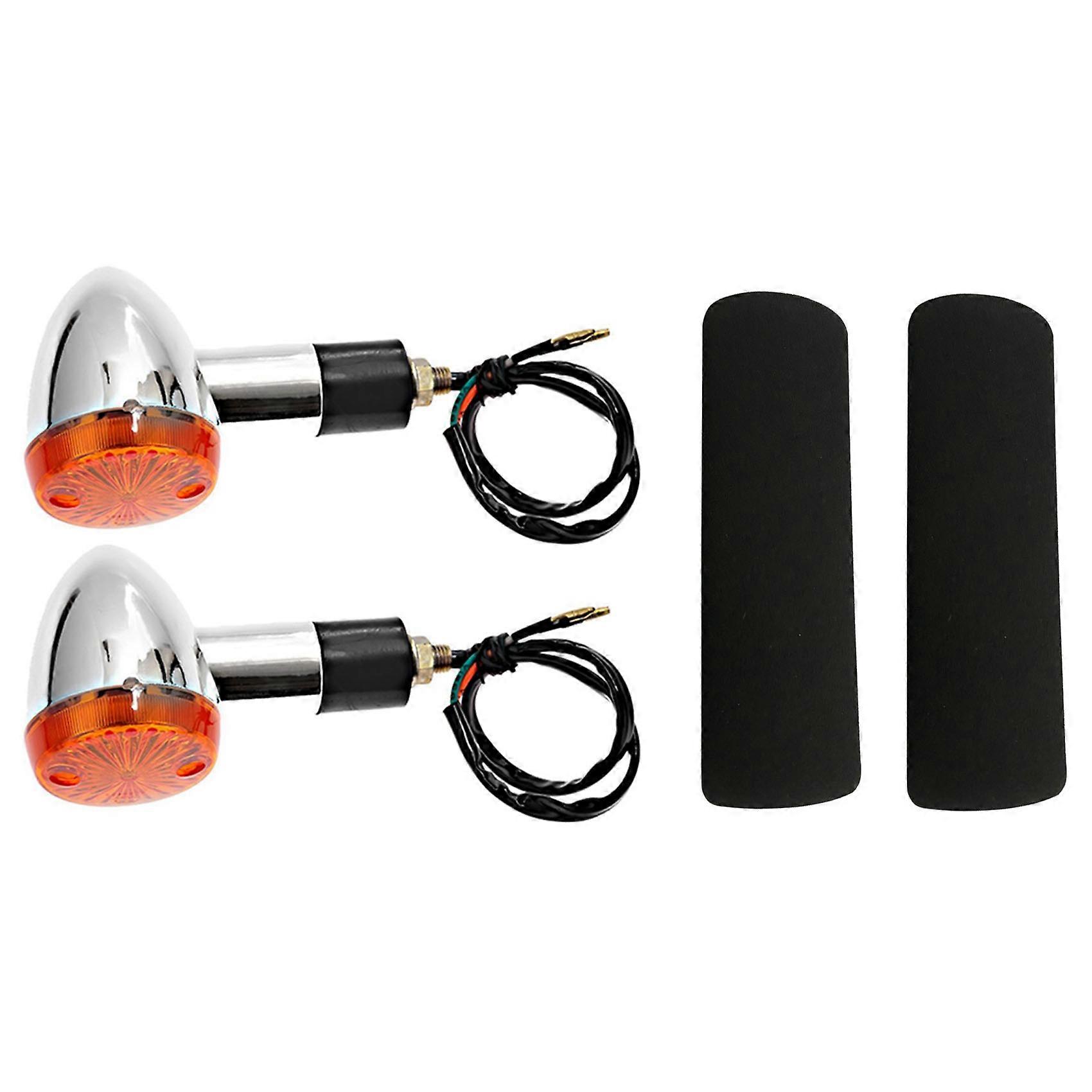 Motorcycle Turn Signals Front Rear Lights with 2PCS Motorcycle Slip-on Foam Anti Vibration Comfort H