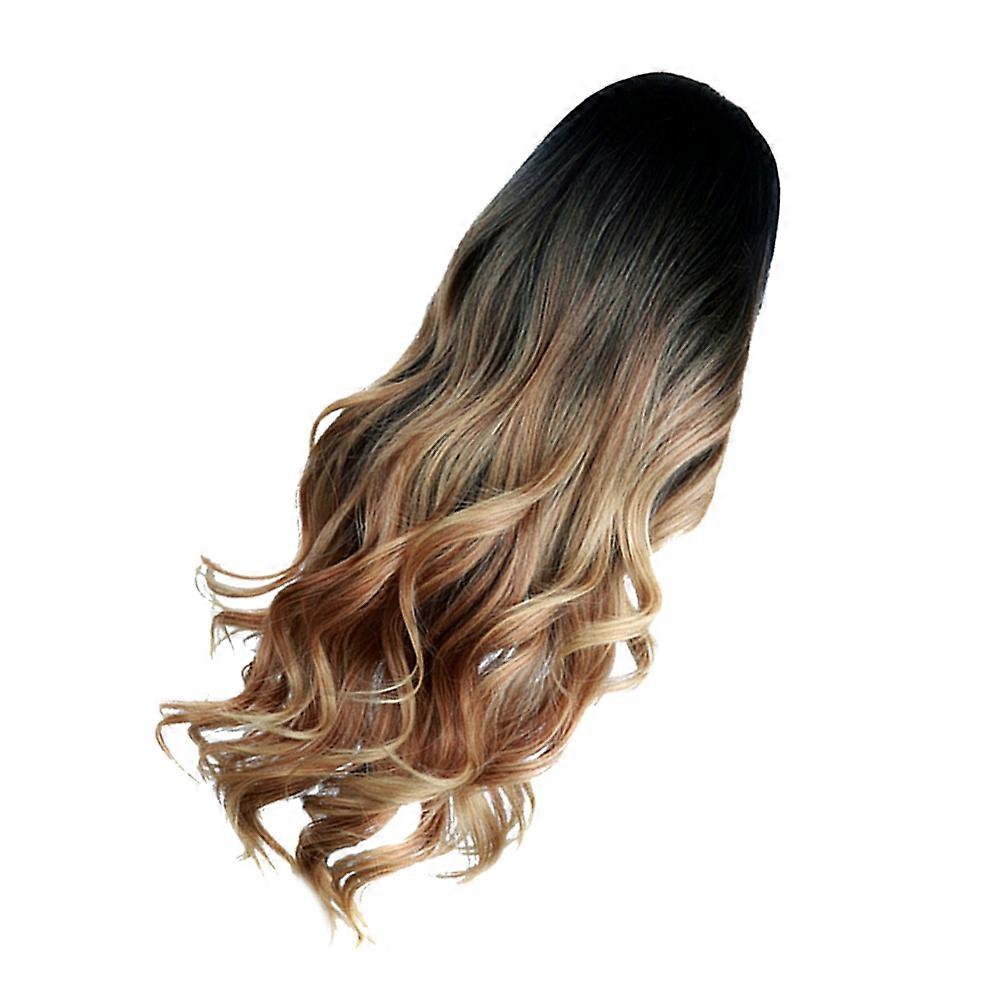 Here's a refined and professional product description for your realistic long curly gradient brown wig:
**Realistic Long Curly Gradient Brown Wig
