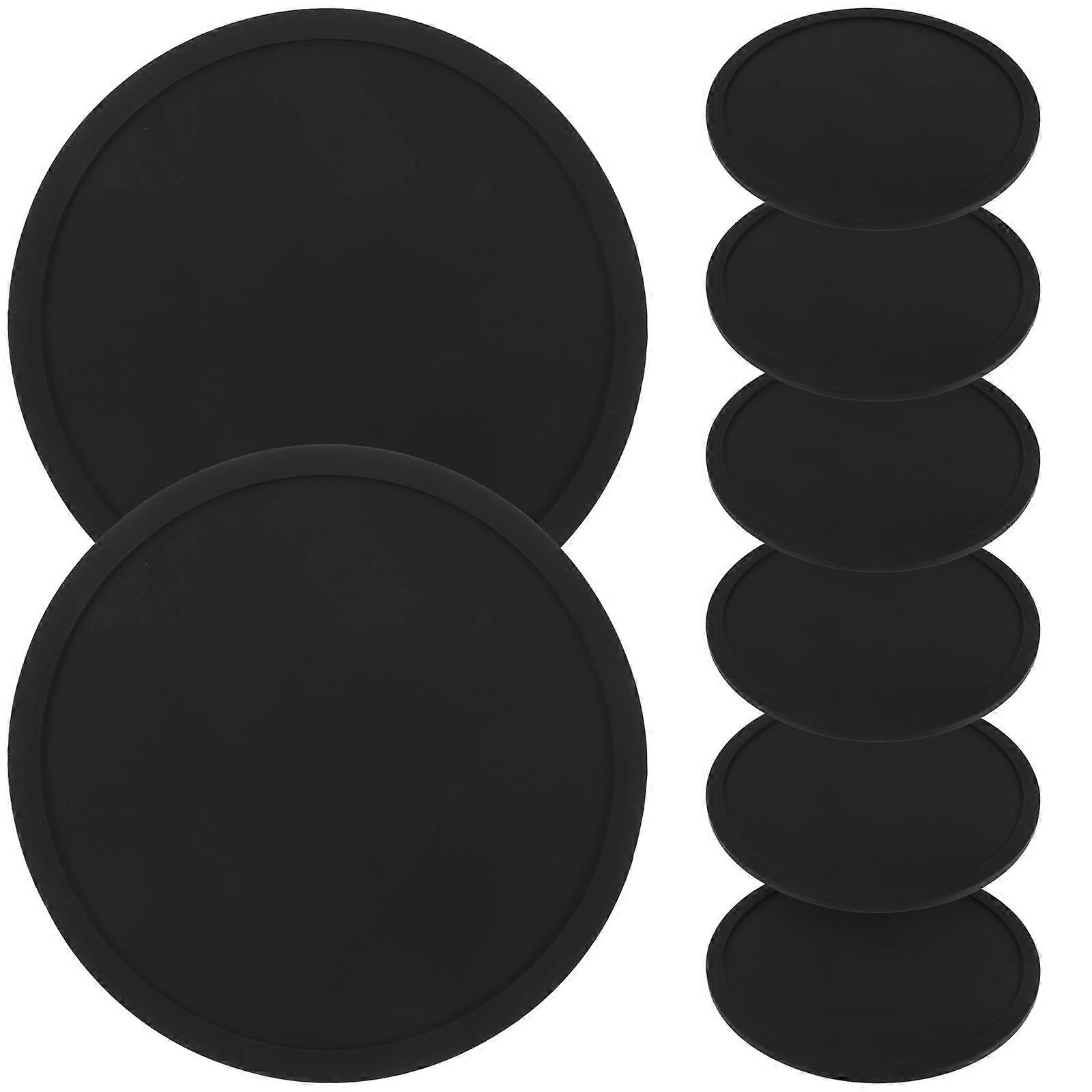Insulated Coasters For Drinks In Black Designed For Home And Restaurant Use 8Pcs