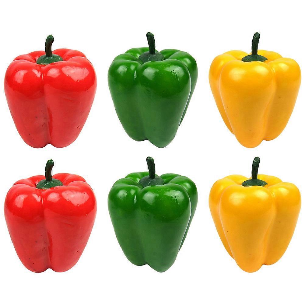 6pcs Mini Artificial Bell Peppers – Realistic Decorative Props for Home, Restaurant, Event Displays – Lifelike Fake Vegetables for Photography and
