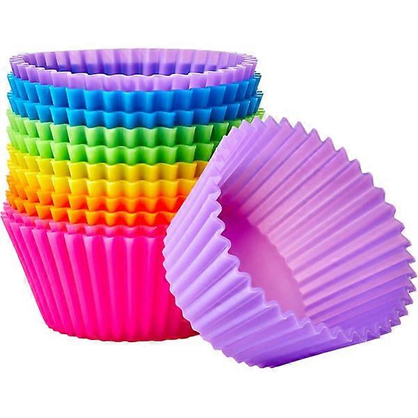 Reusable Silicone Baking Cups, Muffin Liners - 12-Pack, Multi-Colored