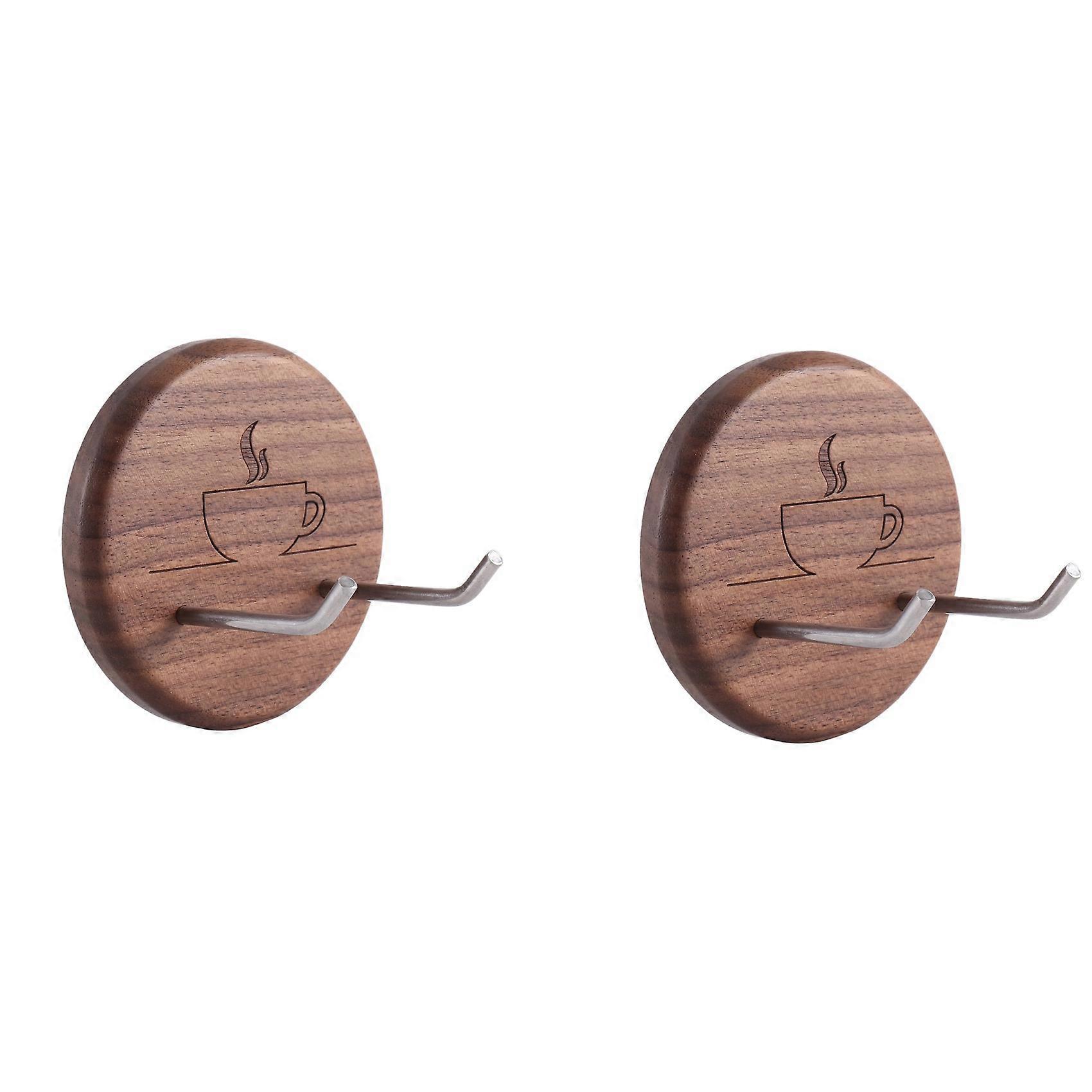 2X Espresso Portafilter Wall Rack Walnut Wall Mounted Hooks with Hooks Suitable for 51/54/58mm Porta