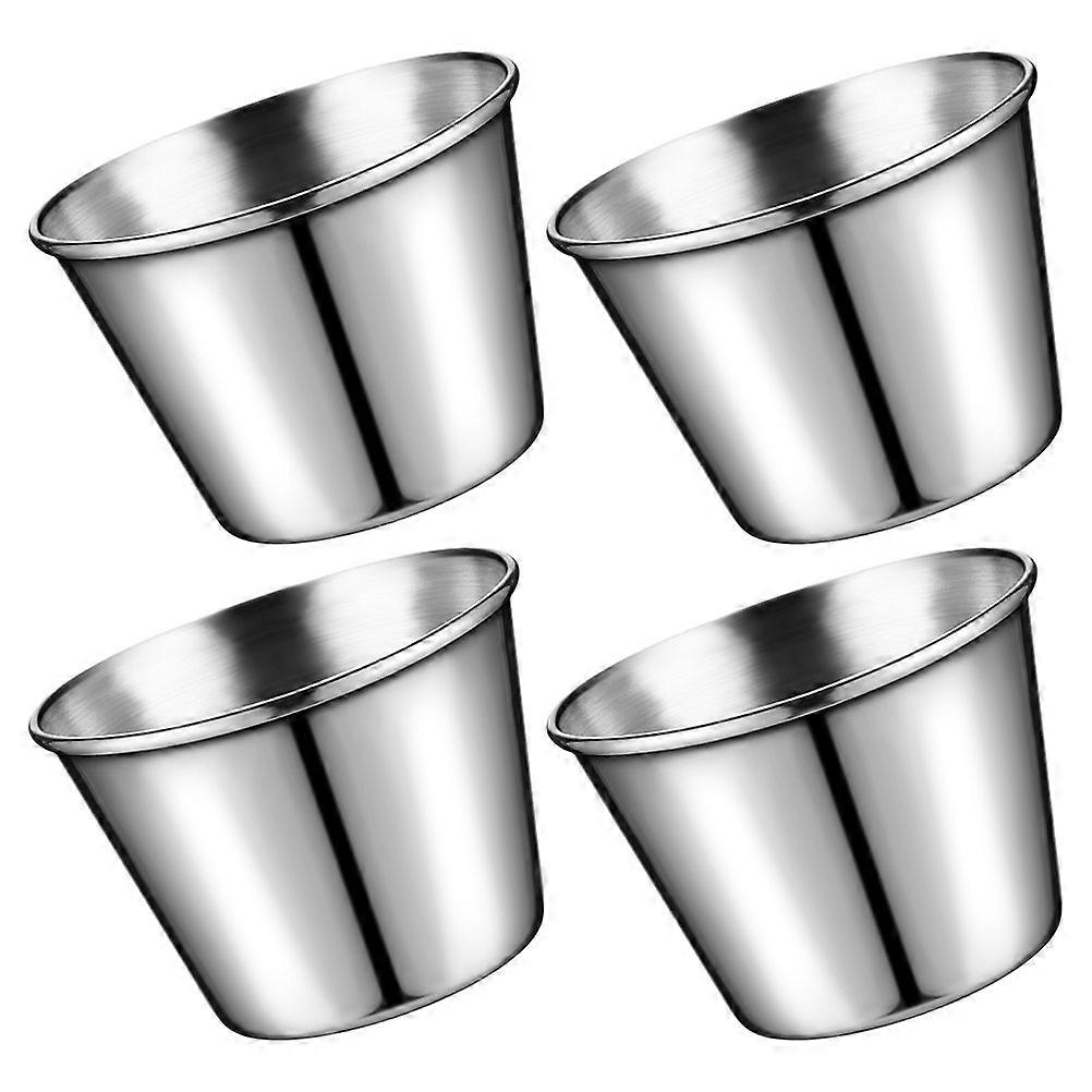 4Pcs Small Stainless Steel Salad Dressing Sauce Cups for Condiment and Dipping Containers