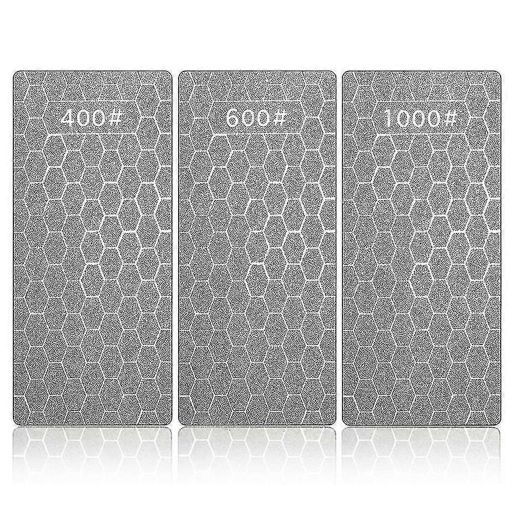 3-piece Diamond Whetstone Set, 400 Grit, 600 Grit, 1000 Grit, Multipurpose, Portable and Durable