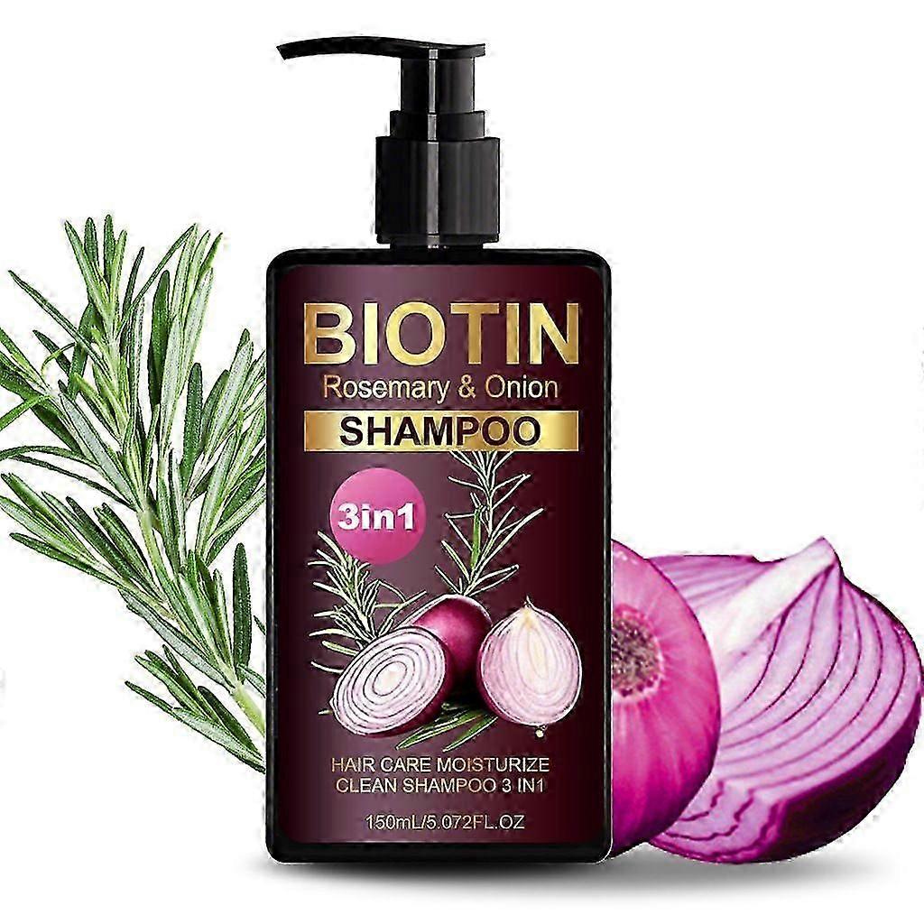 オニオン&ローズマリー育毛シャンプー:抜け毛や薄毛のためのビオチン配合シャンプー - 女性のためのより健康で太く、より強い髪を促進します