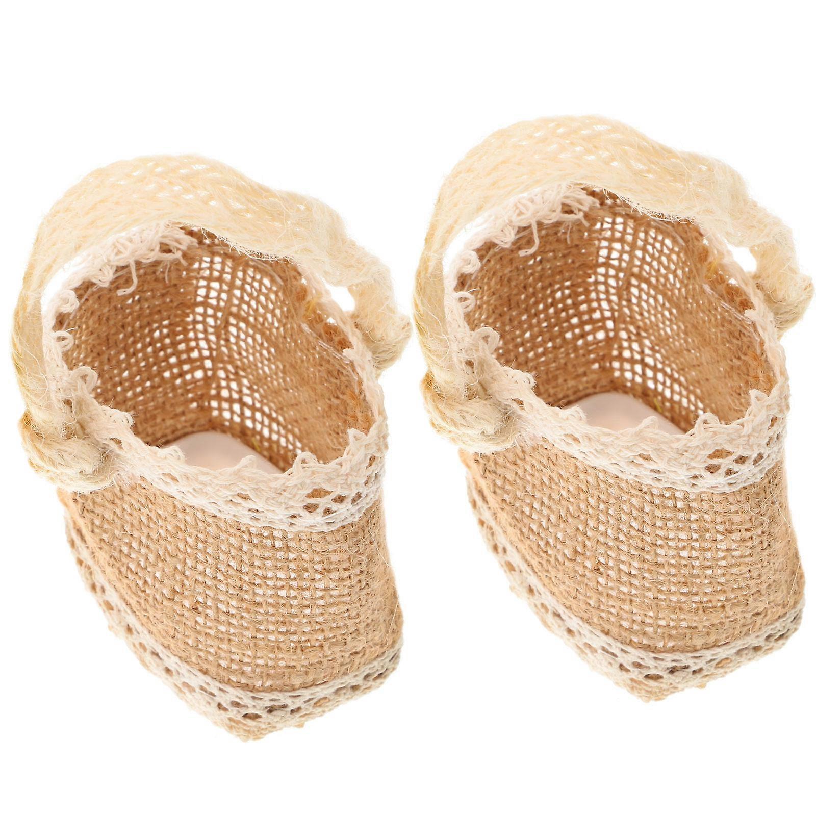 Wedding Style Storage Holder Mini Basket For Flower Arrangement Ideal For Festivals And Parties In Khaki 2Pcs